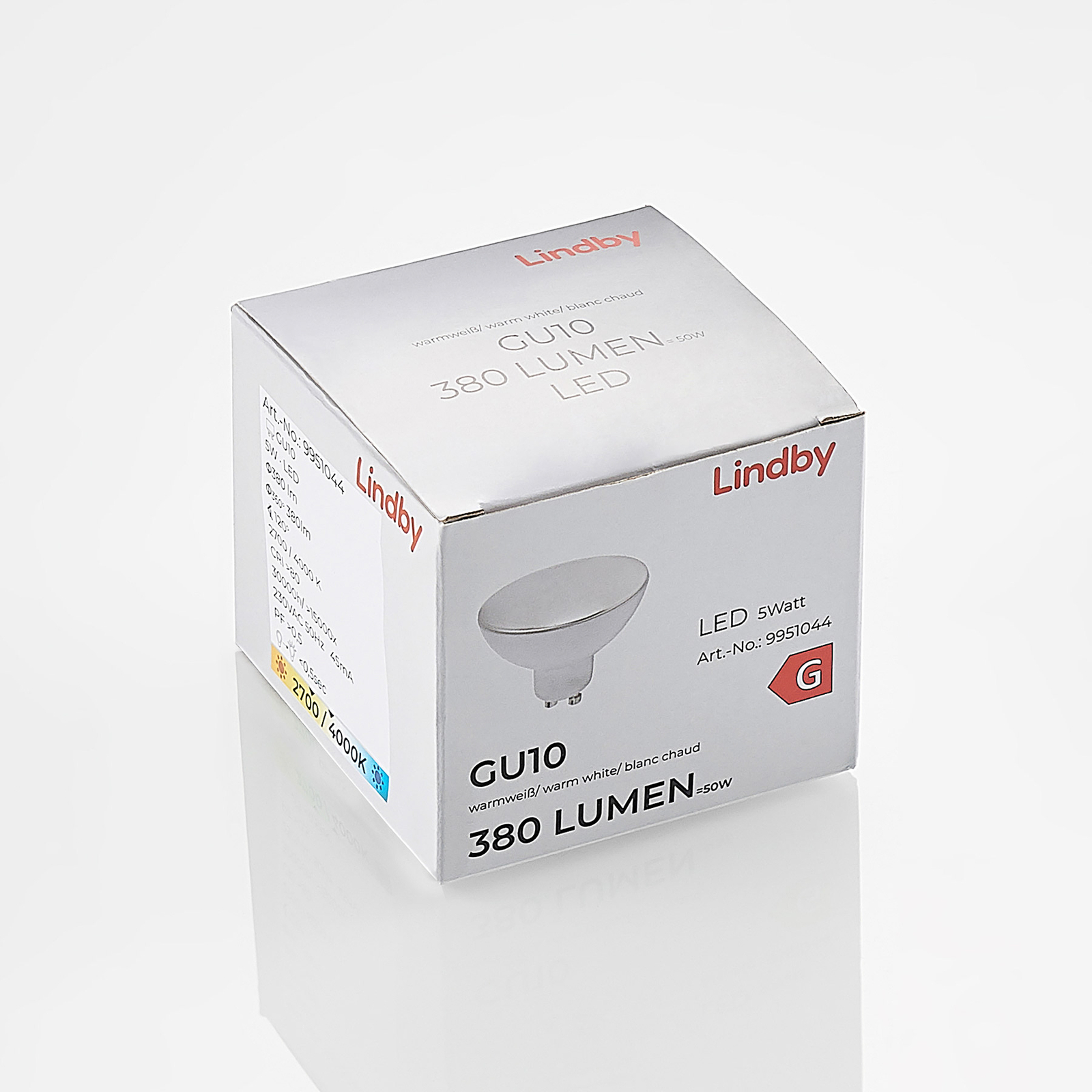 Lindby LED-toppforspeilet lyspære GU10 5W CCT krom