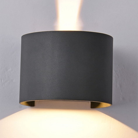 LED-Außenwandlampe Davos rund, dunkelgrau
