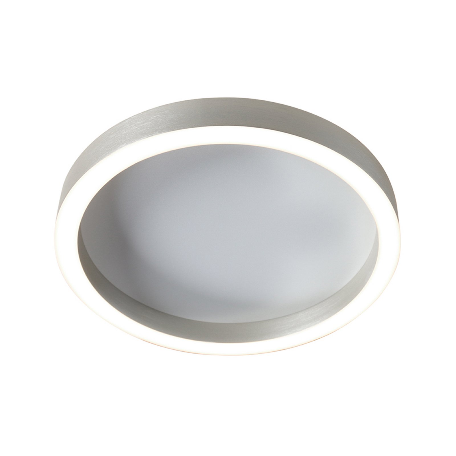 LED-taklampe Ringlux, stålgrå, Ø 40 cm, metall, 2700 K