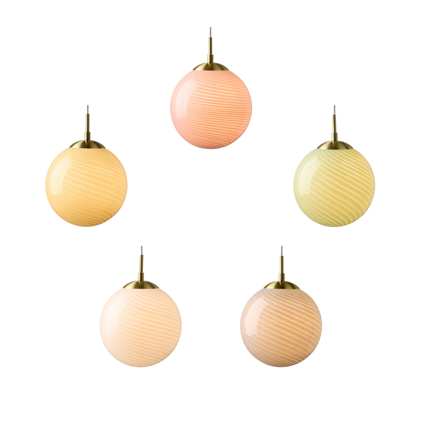 Candeeiro suspenso CANDY BALL, opalino/latão envelhecido, Ø 20 cm - Halo Design