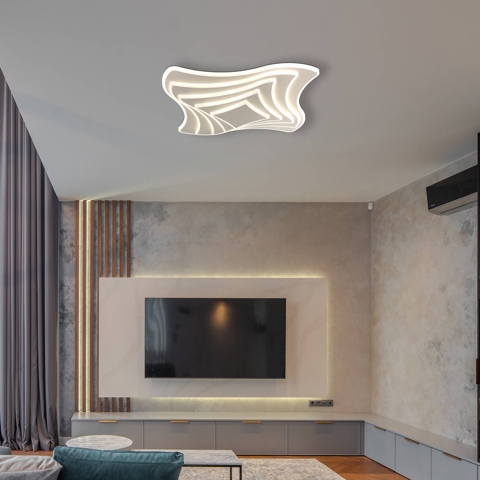 Lampa sufitowa LED Octavio, kolor piaskowy, metal, CCT, ściemniana