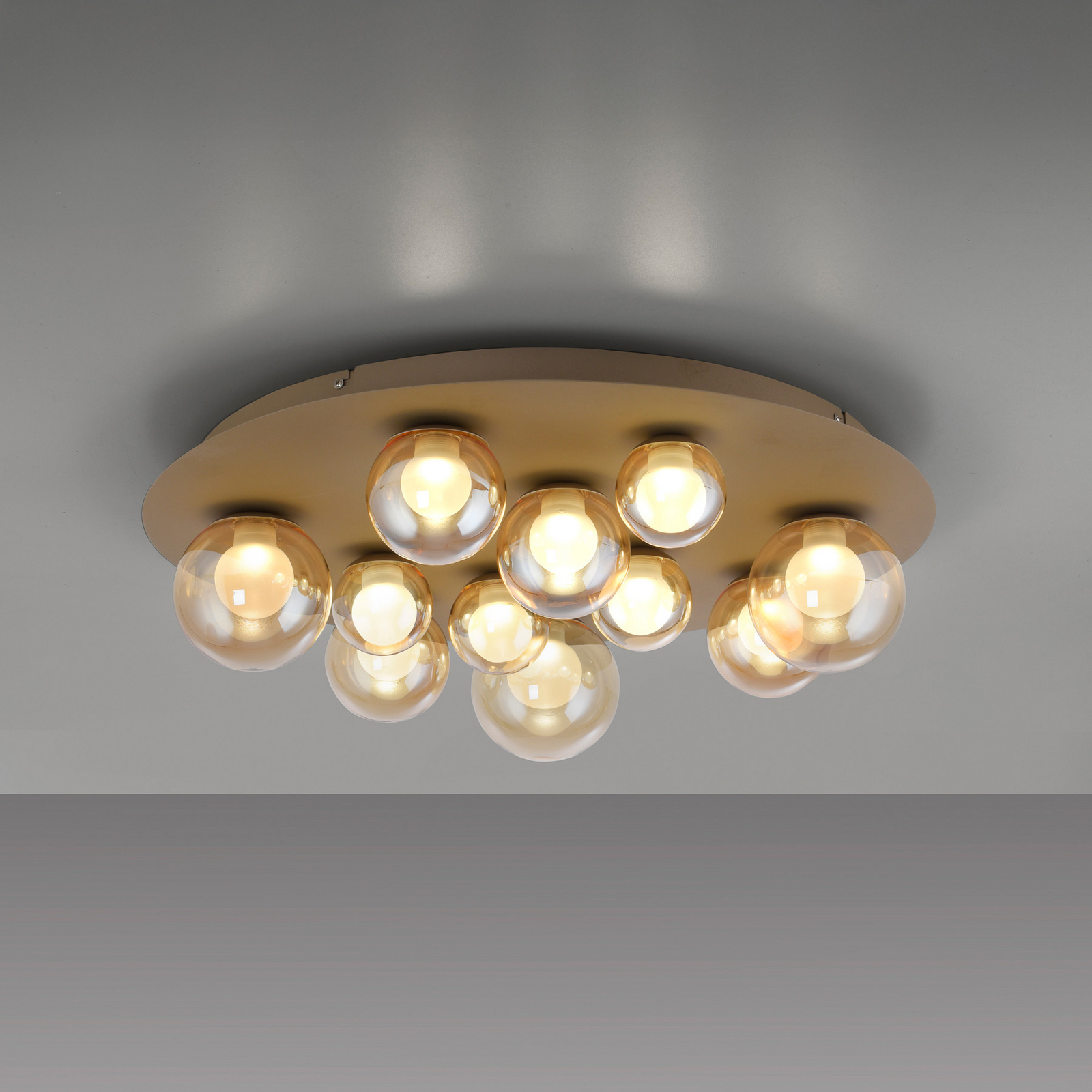 Lámpara LED de techo PURE Popup, bronce/ámbar Ø 60 cm CCT, 11 luces