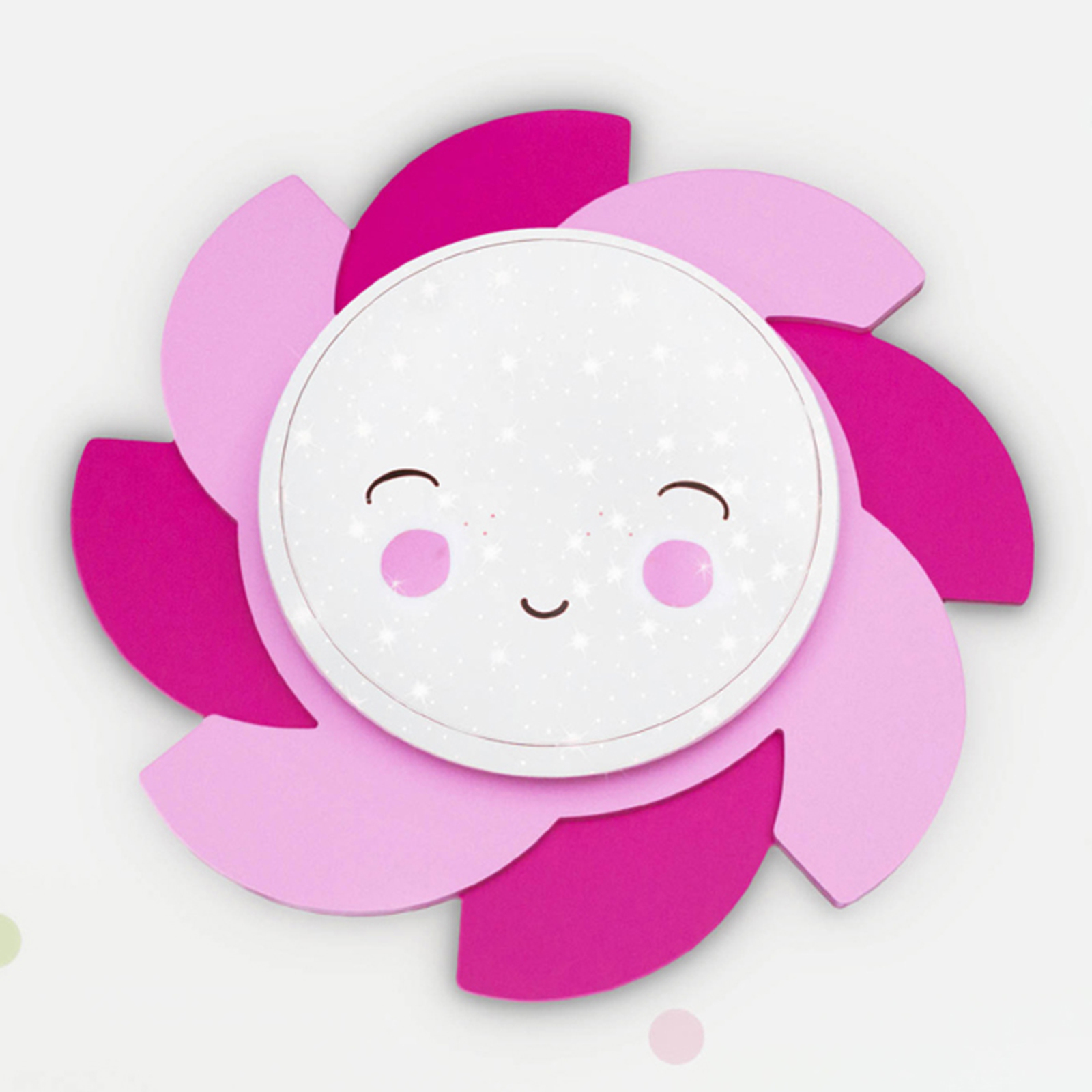LED-vegglampe sol Starlight Smile, rosa