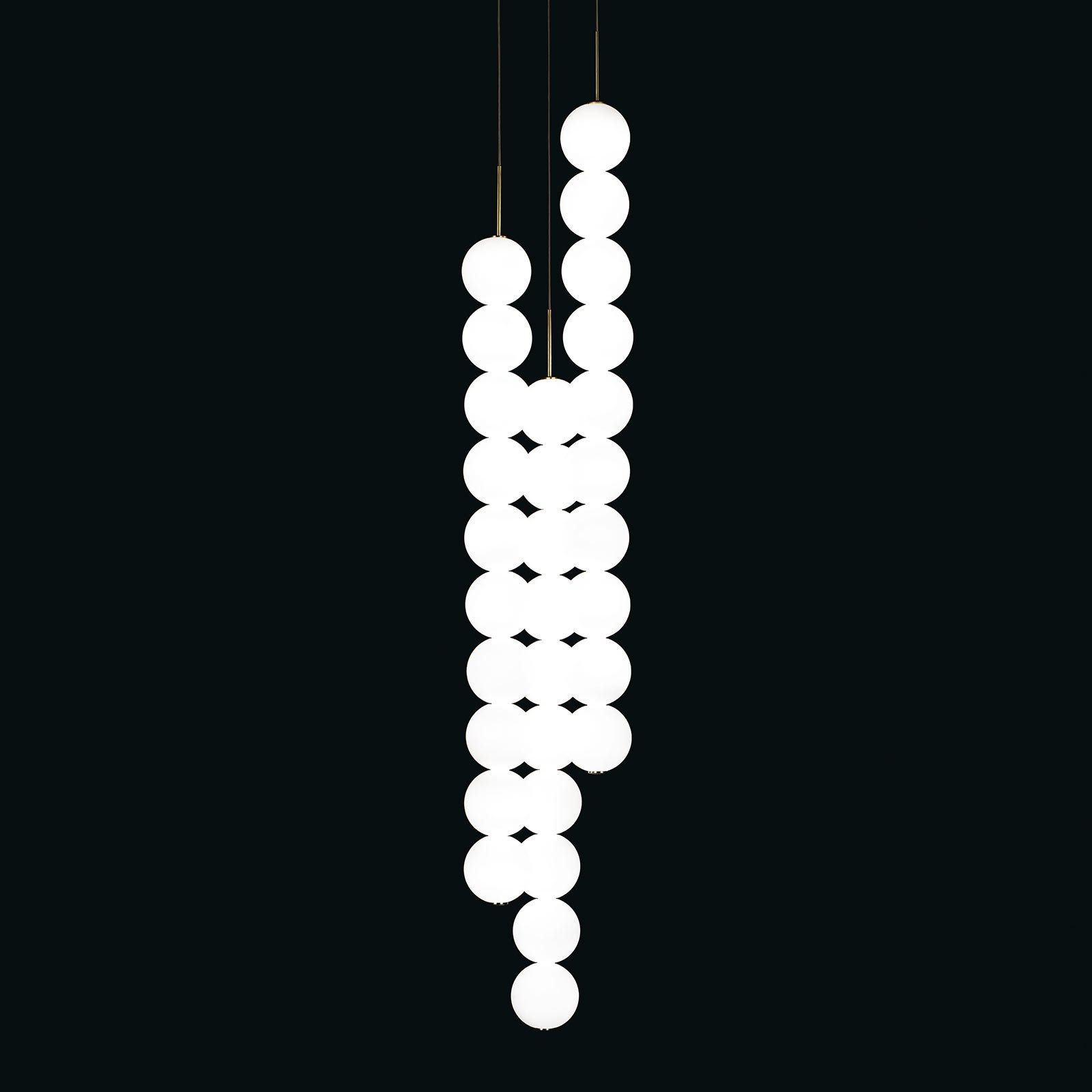 Terzani Abacus hanging light, brass, 3x10 balls