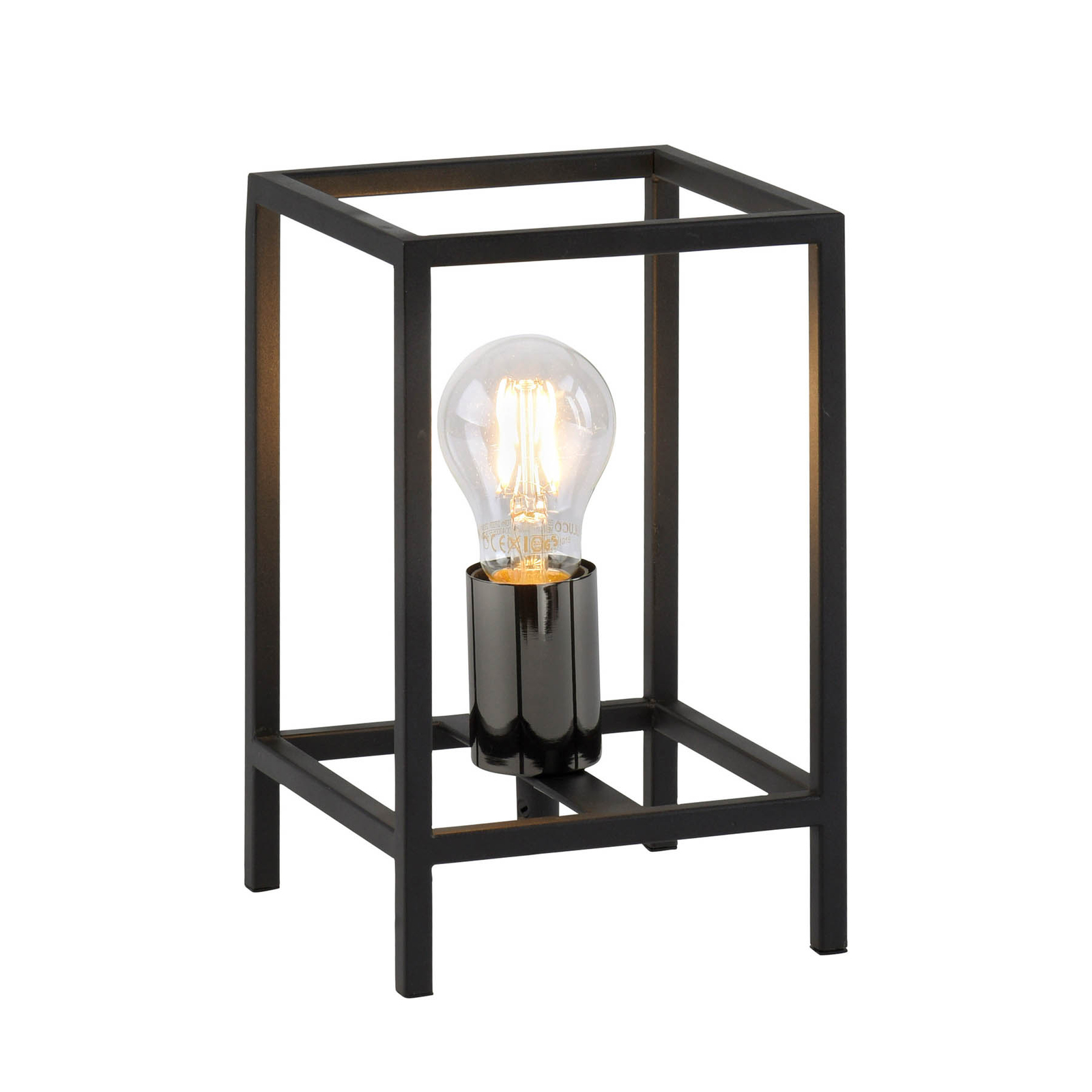 Lámpara de mesa Fabio, rectangular, negra