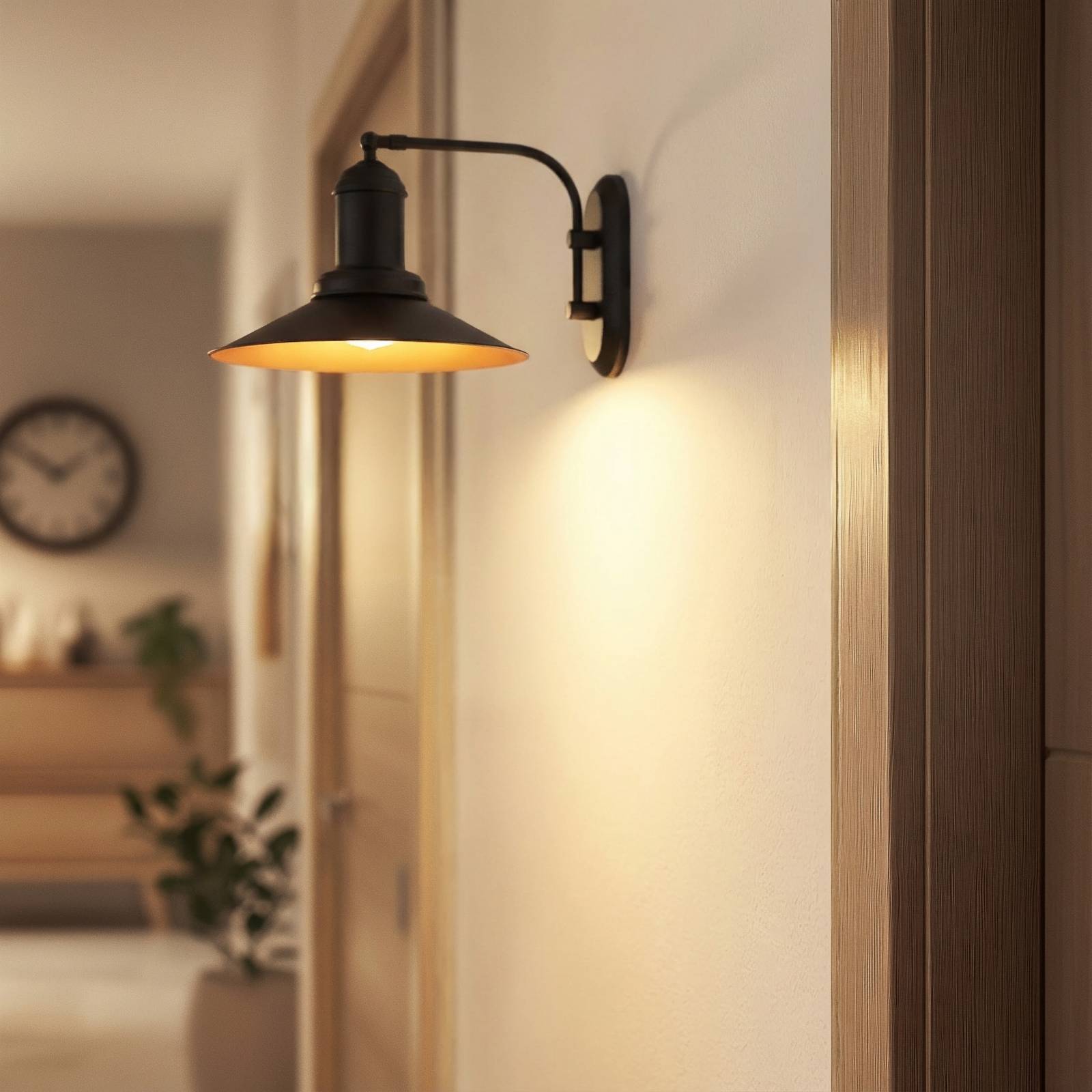 Wandleuchte Lorato, schwarz, Höhe 25 cm, Metall, E27 günstig online kaufen