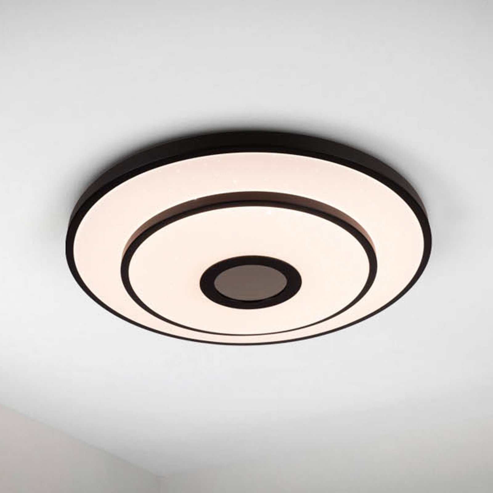 Genua LED ceiling lamp, black, iron, CCT, remote control
