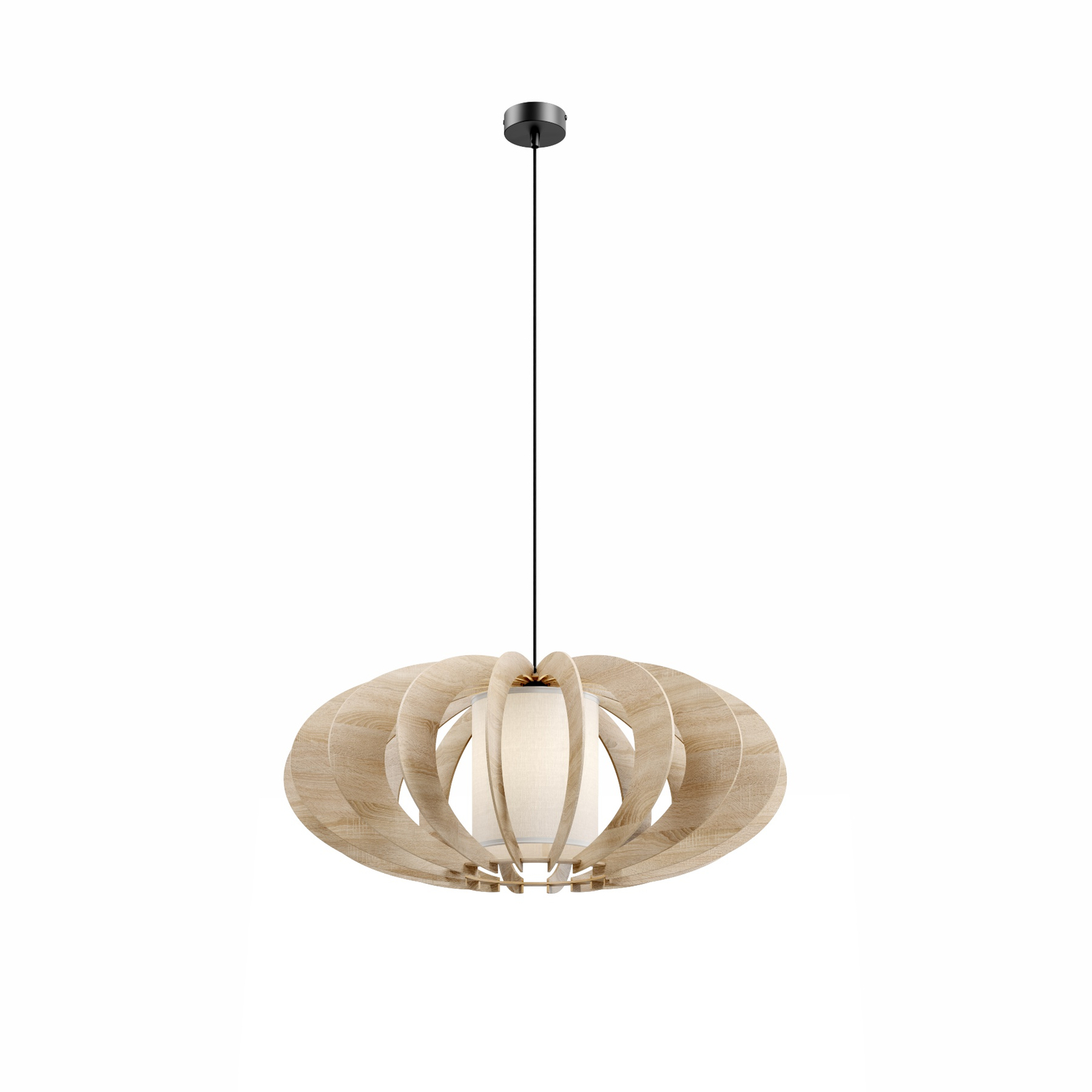 Lampa wisząca Modern A drewniane listwy, Ø 60 cm