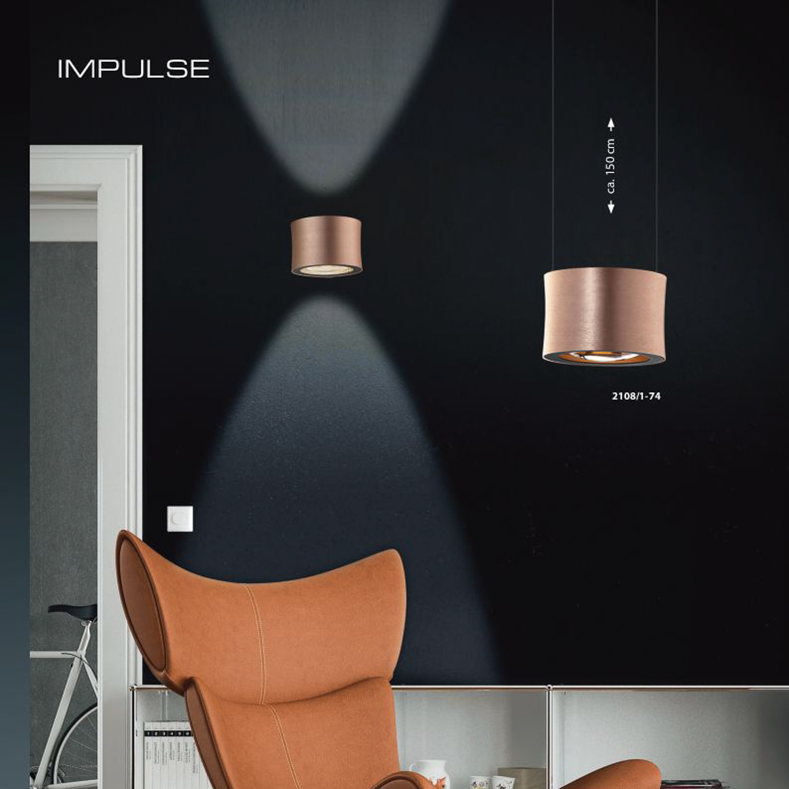 BANKAMP Impulse LED-vägglampa roséguld