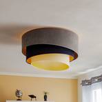 Devon ceiling lamp, grey/dark blue/ecru/gold Ø60cm