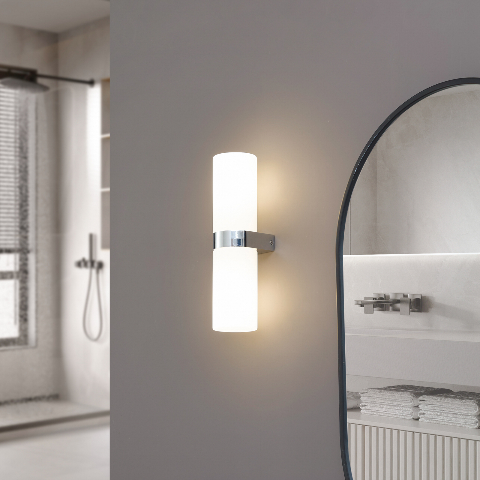 Basolo Wandleuchte H31,5 IP44 Chrom - Lucande
