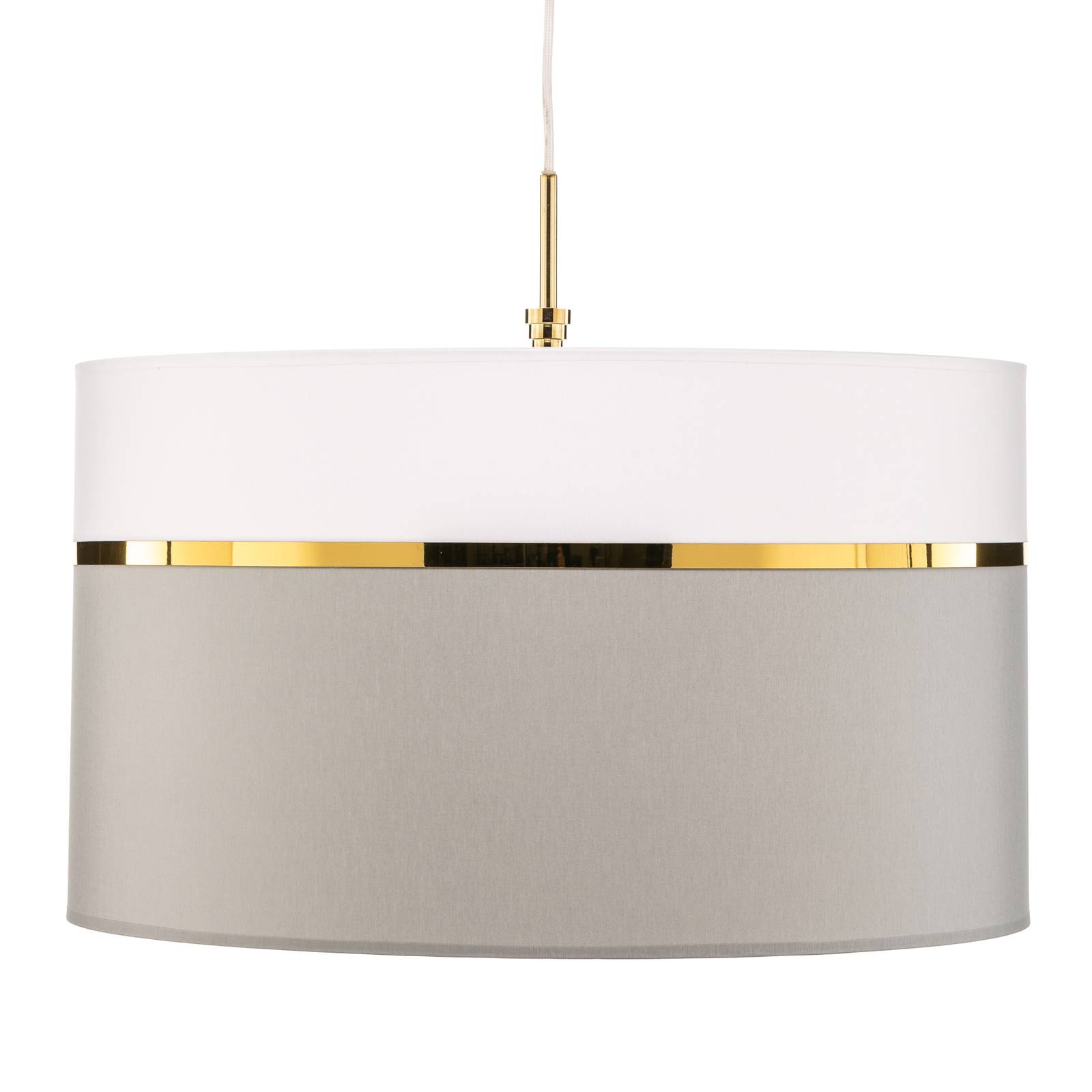 Lampa wisząca Long 1-pkt. biała/szara/mosiądz
