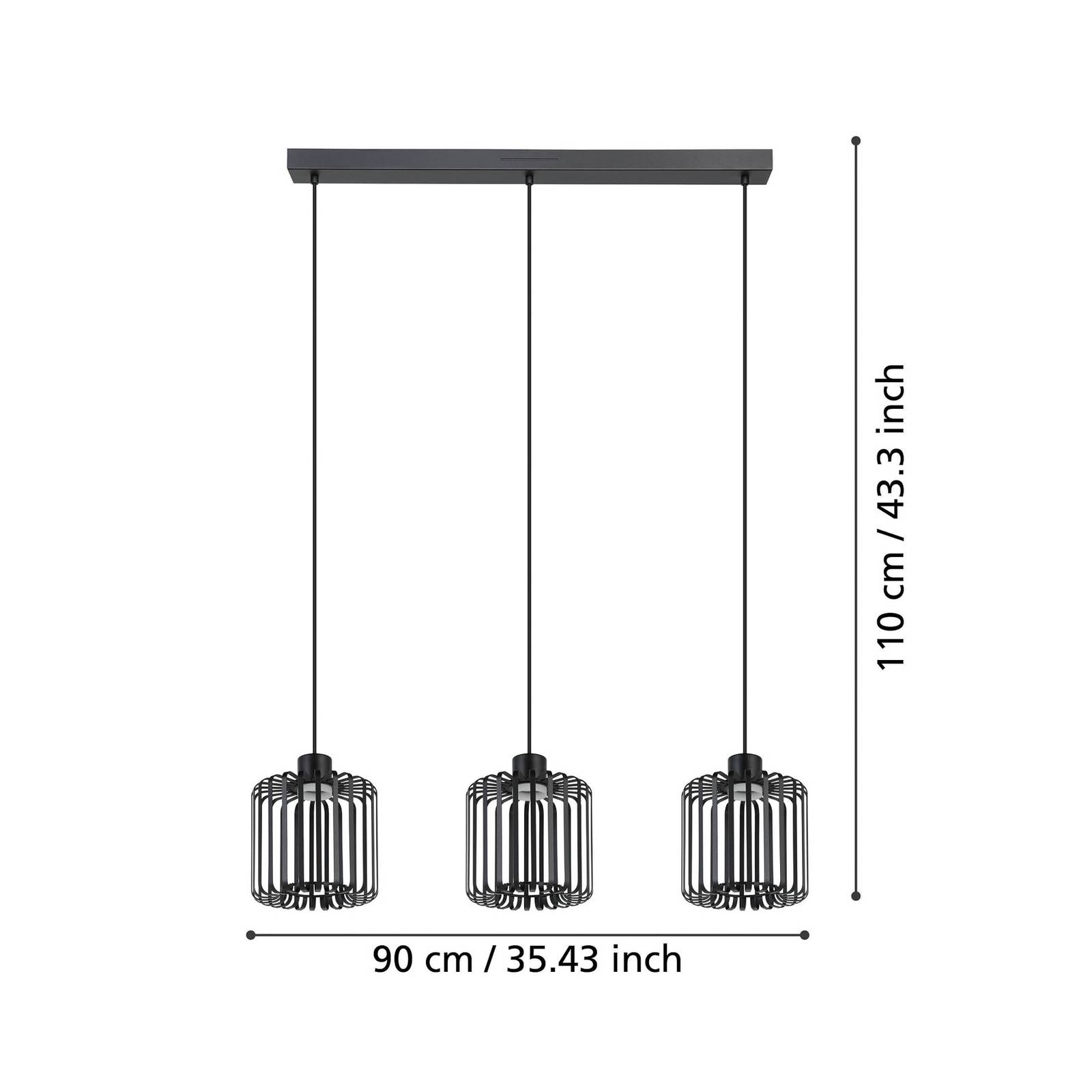 EGLO connect lampa wisząca LED Ginestrone-Z, 3-punktowa, czarna