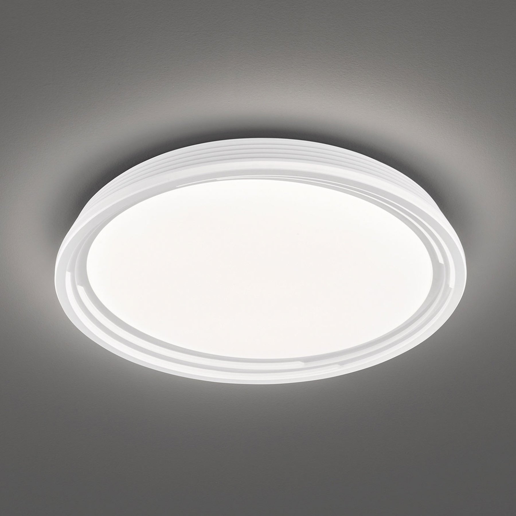 Fischer & Honsel Dua LED ceiling light, dimmable, Ø 43 cm, for Living / Dining Room, metal, acrylic, 22 W, energy efficiency: A+, H: 7.5 cm