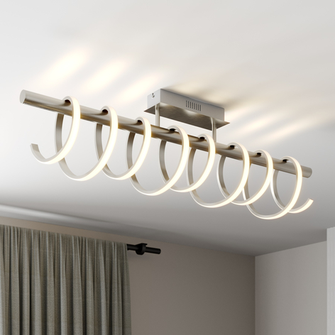 Lucande Milora LED-taklampe 100 cm, nikkel
