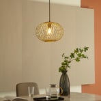 Lindby Solvira hanging light, bamboo mesh, round