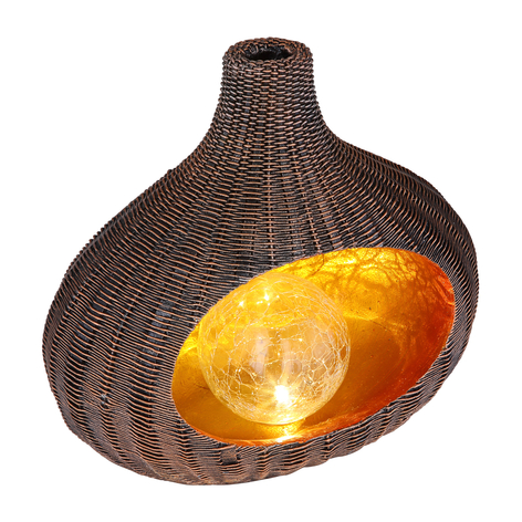 LED-Solarleuchte 33525 braun, gold mit Glaskugel