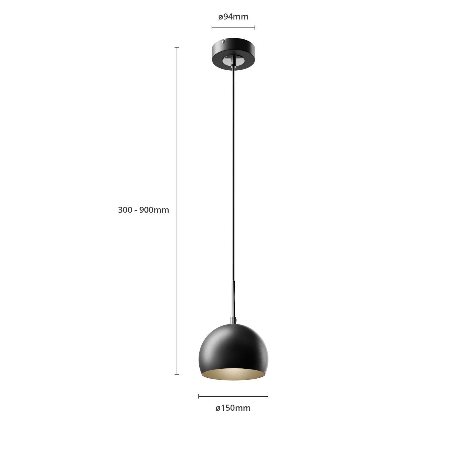 Cool hanglamp, 1-lamp, zwart