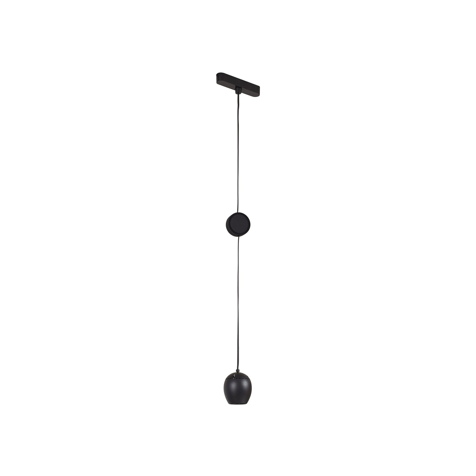 Lindby LED závěsné svítidlo Lumaro, černé, Ø 6,2 cm, 48V