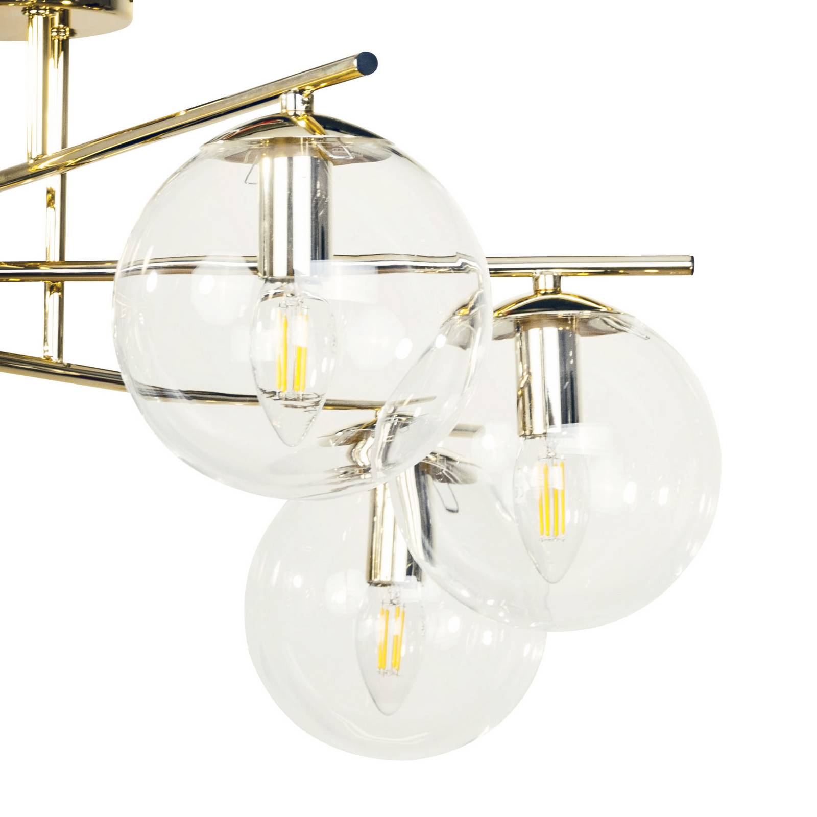 Deckenleuchte Zoe, goldfarben, Länge 72 cm, 6-flammig, Glas günstig online kaufen