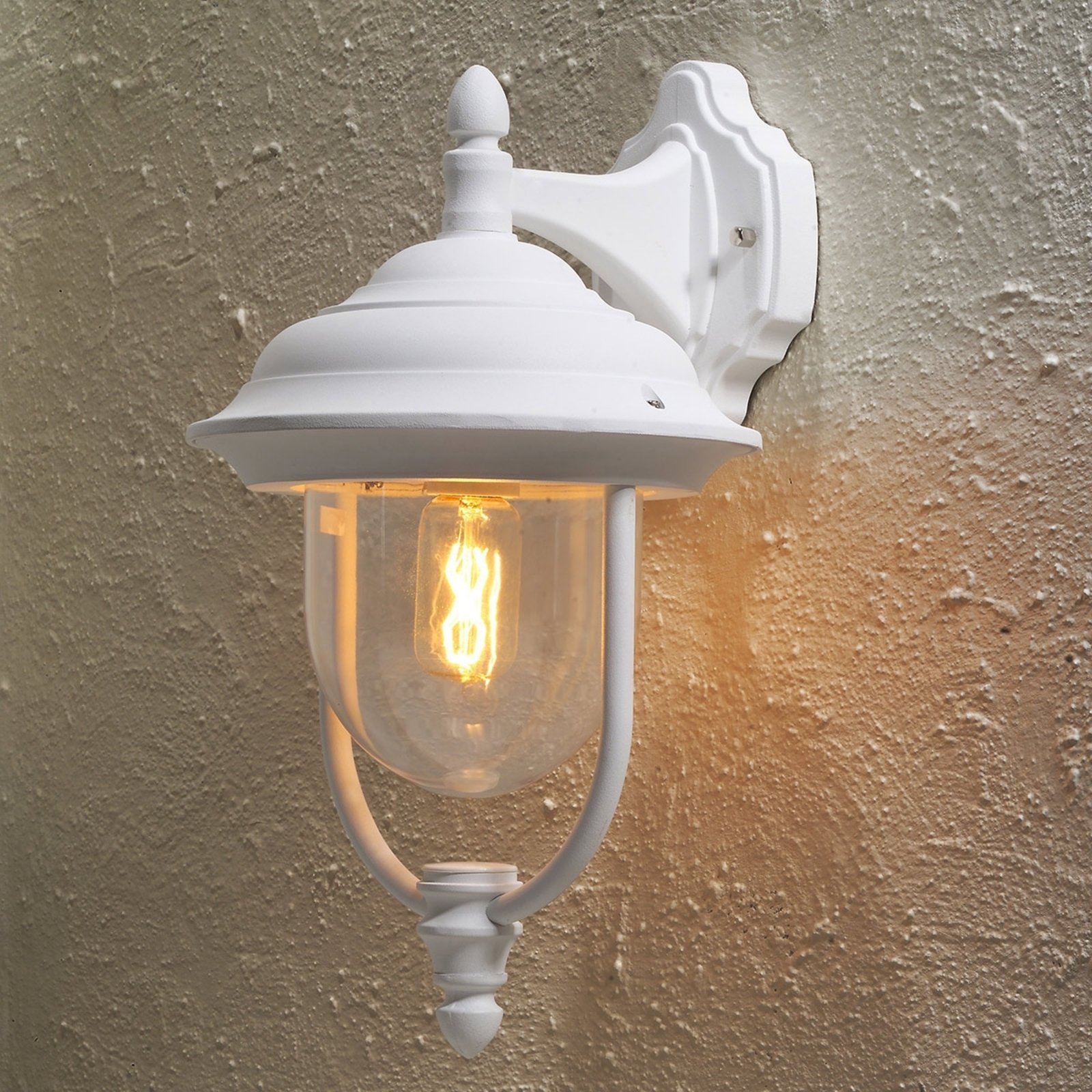 Konstmide Parma outdoor wall light, hanging lantern in white, aluminium, acrylic glass, E27, 75 W, energy efficiency: A++, W: 24 cm, H: 46 cm