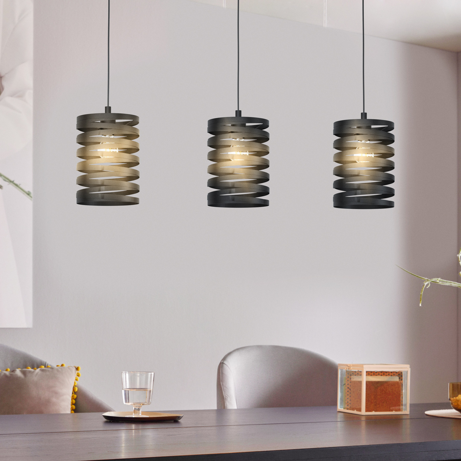 EGLO Cremella lampă suspendată lungime 94 cm negru 3 lumini oțel - Camera de zi / sufragerie - Modern - Metal