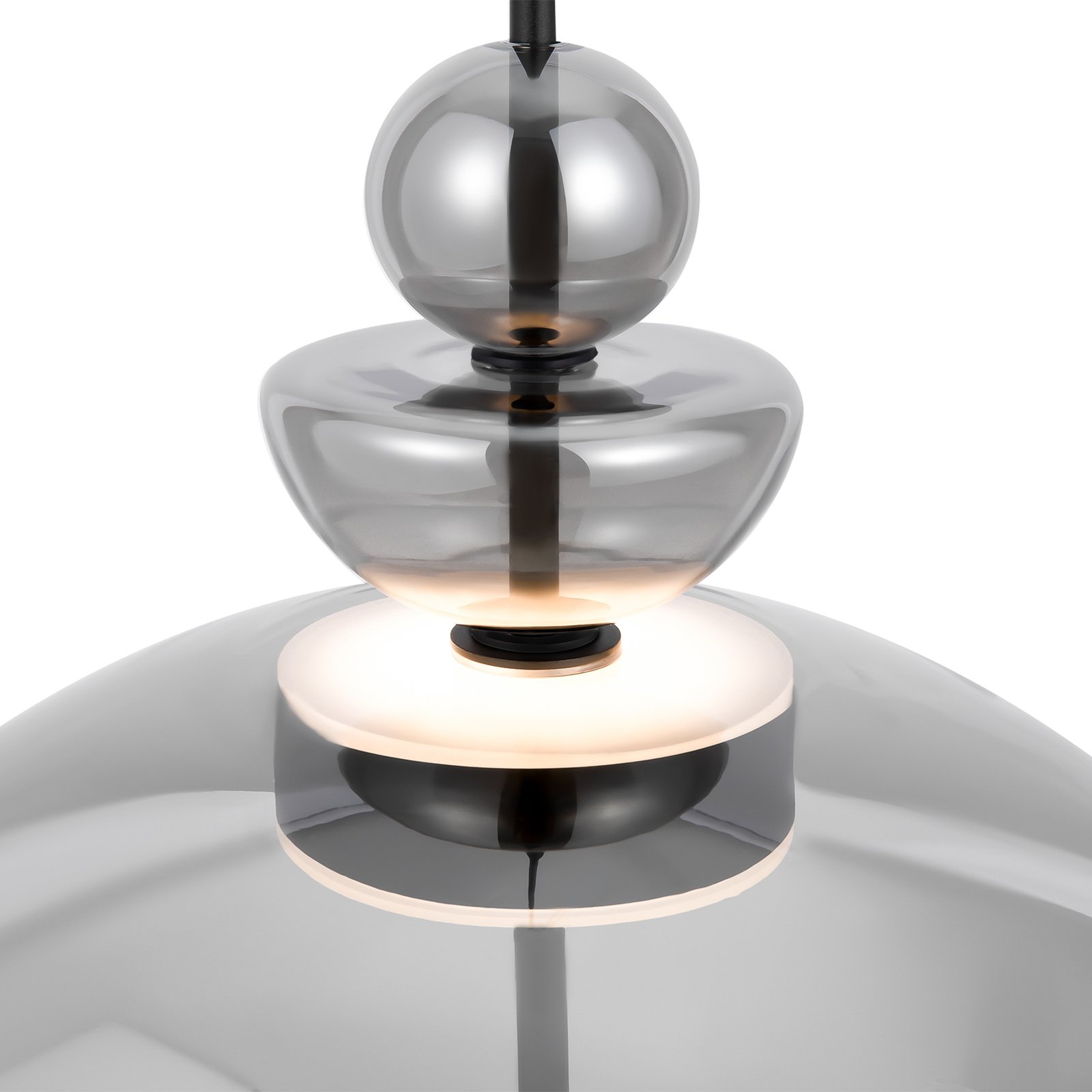 Maytoni LED pendant light Bangkok, Ø 40 cm, smoke grey, glass