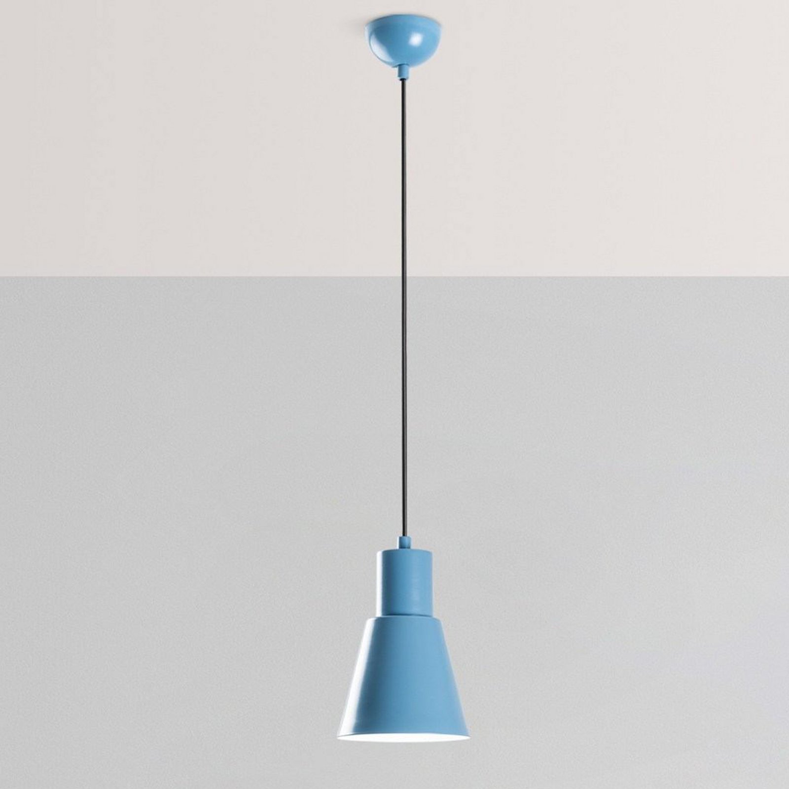 Konikkem pendant light, light blue, metal, Ø 14 cm, E27