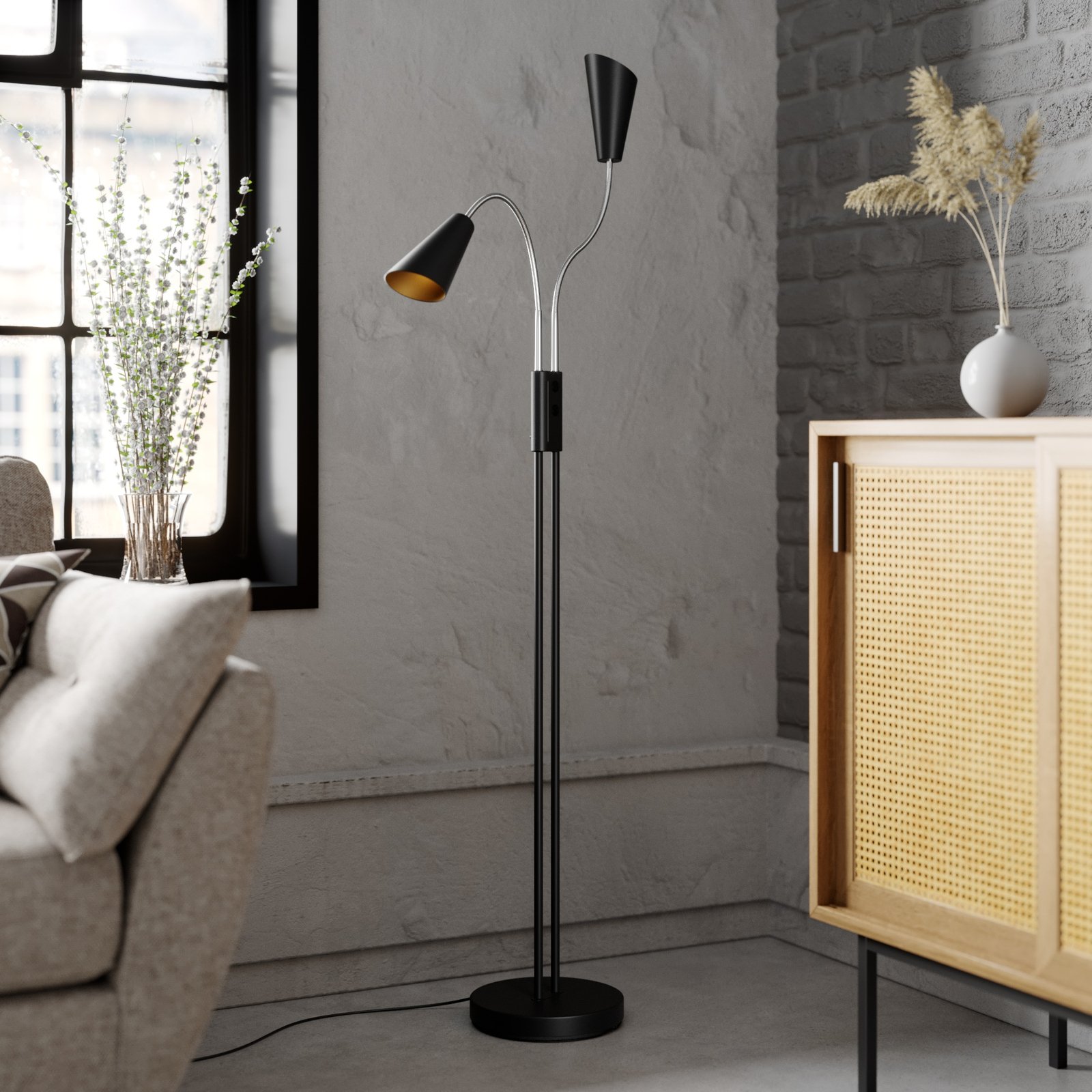 Medira Stehleuchte Black/Gold - Lucande