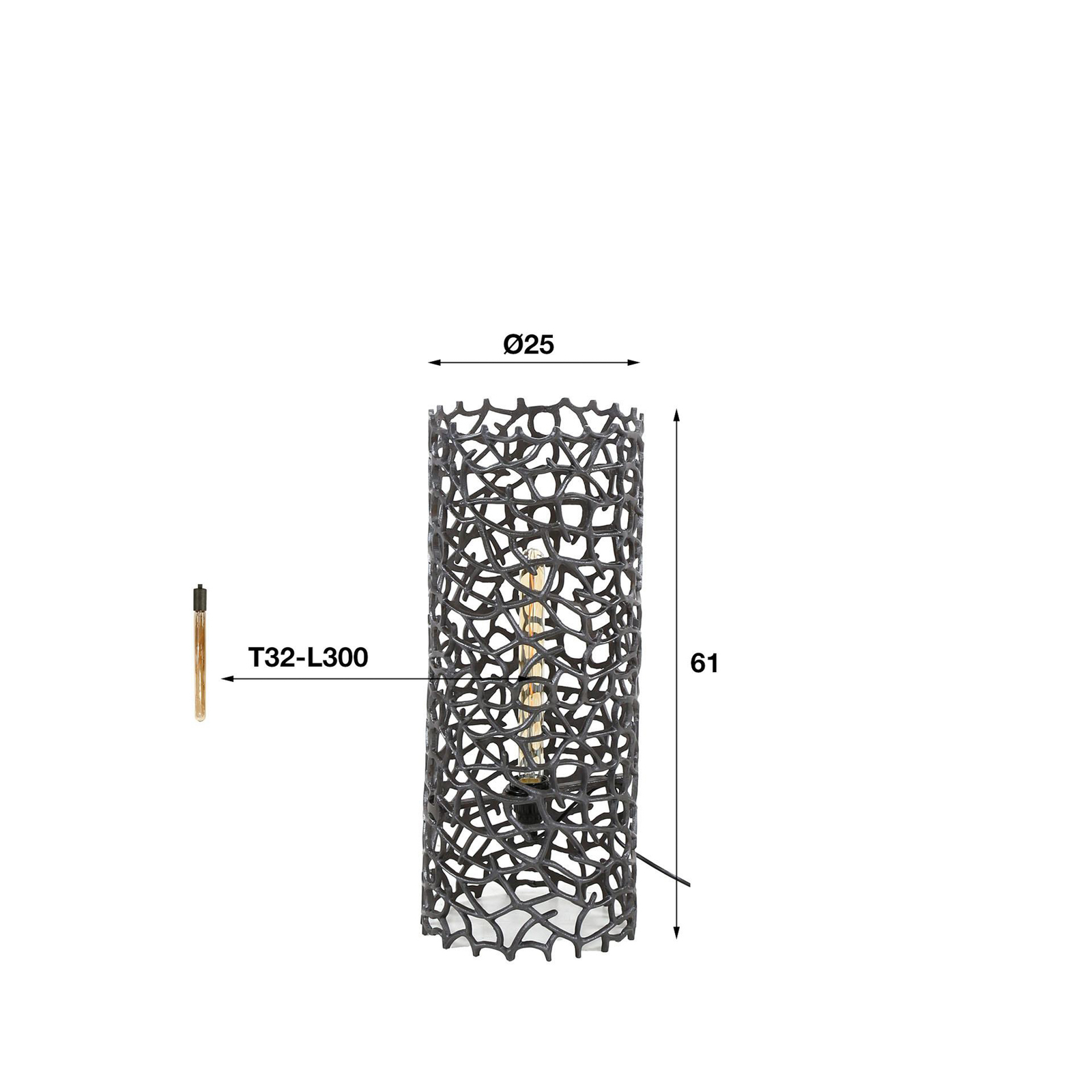 Weaver galda lampa, niķeļa krāsā, augstums 61 cm, alumīnija