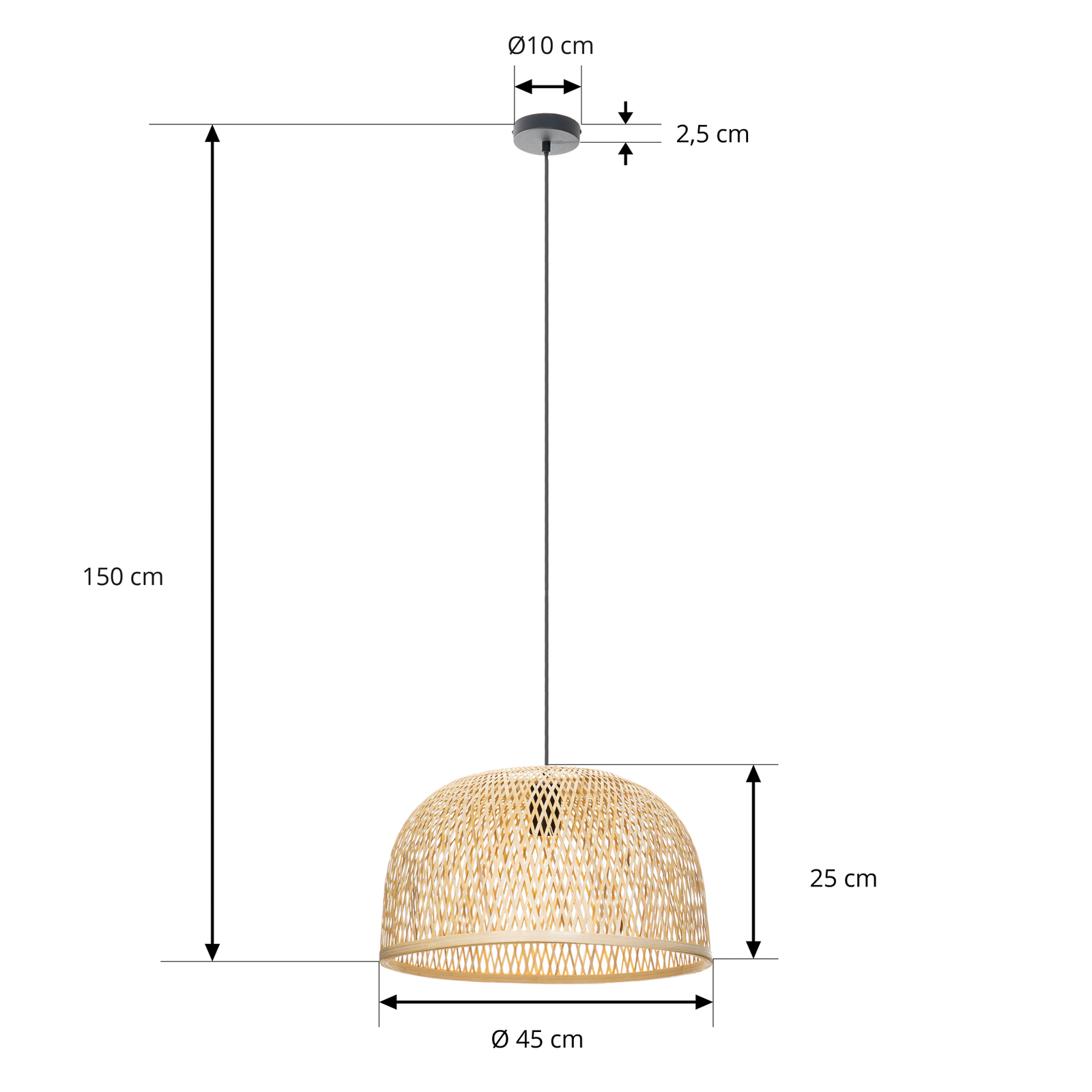 Lampa suspendată Dabila Ø45 Bamboo - Lindby Lampa suspendată Dabila Ø45 Bamboo - Lindby