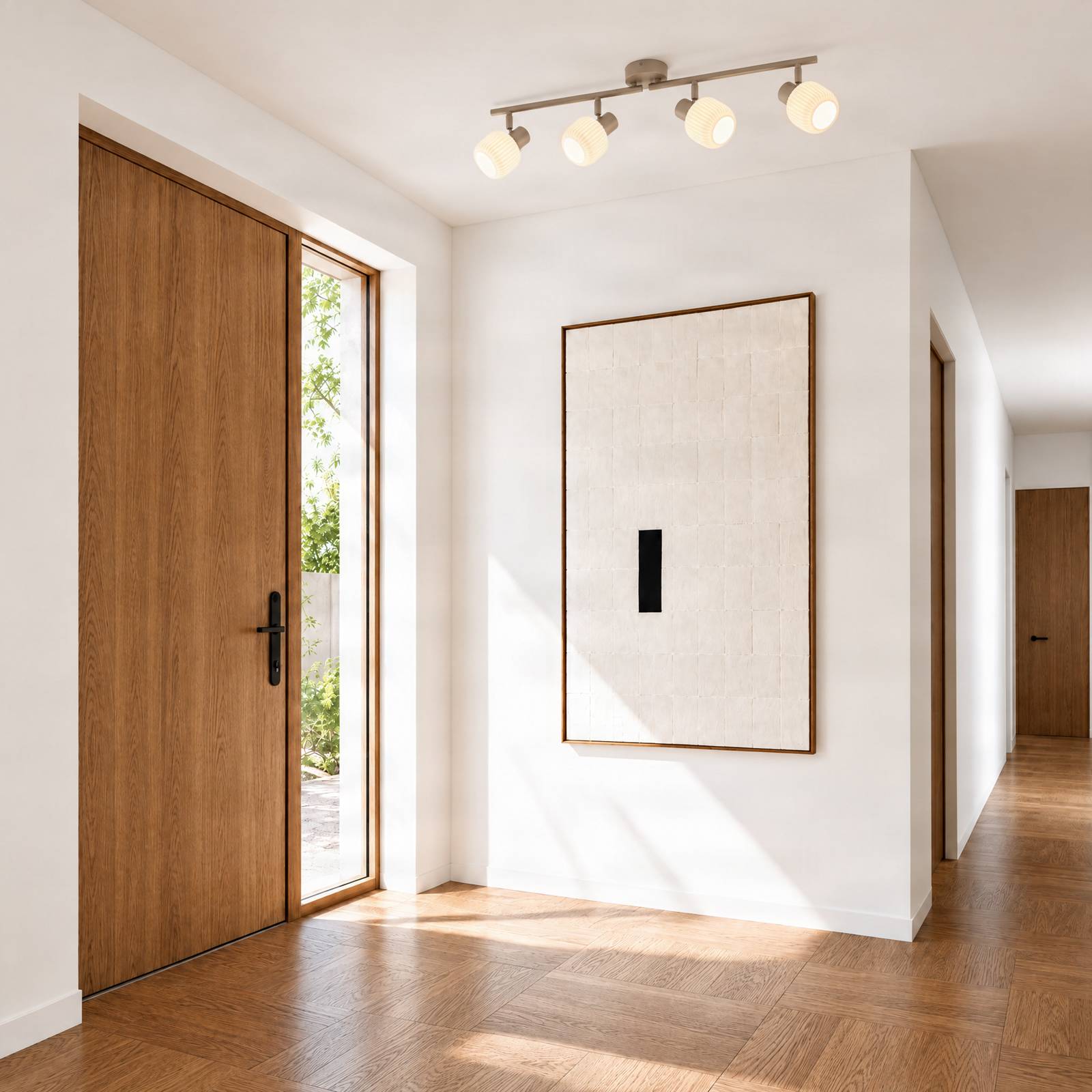 Reflektor sufitowy Nola Evey, długość 83 cm, 4-punktowa, biały/beżowy