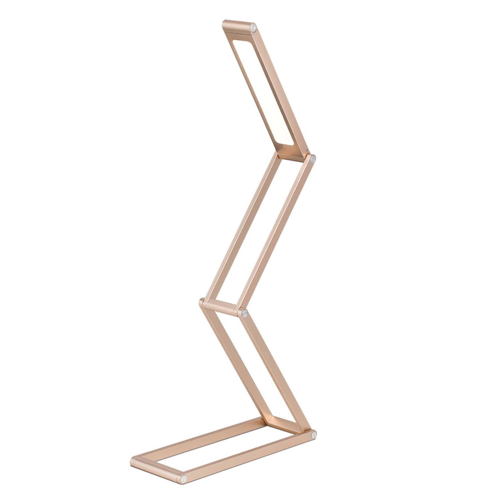 LED-Akkutischleuchte Falto, goldfarben, Alu, verstellbar