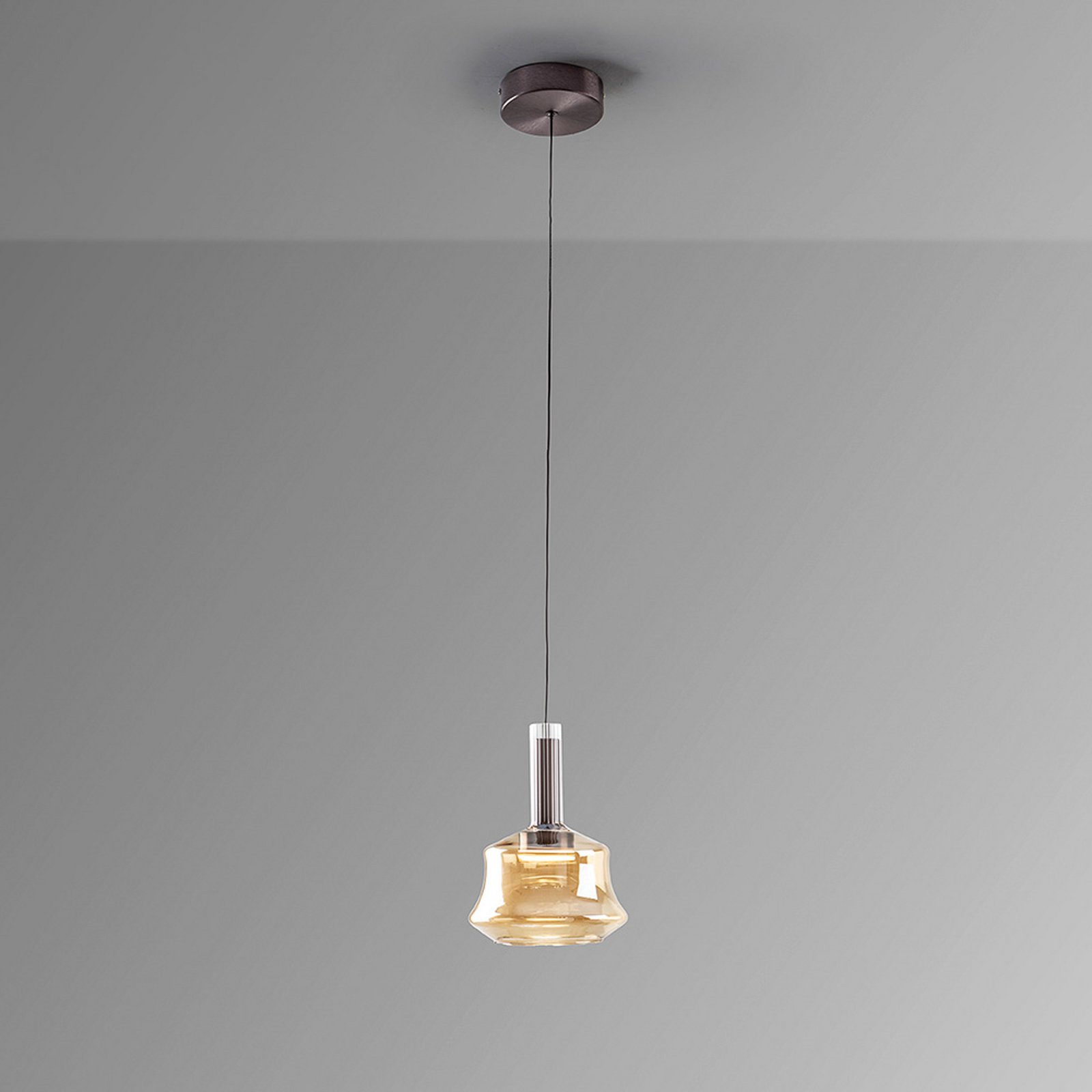 LED závesné svietidlo Scarlett, jantárová, Ø 18 cm, sklo