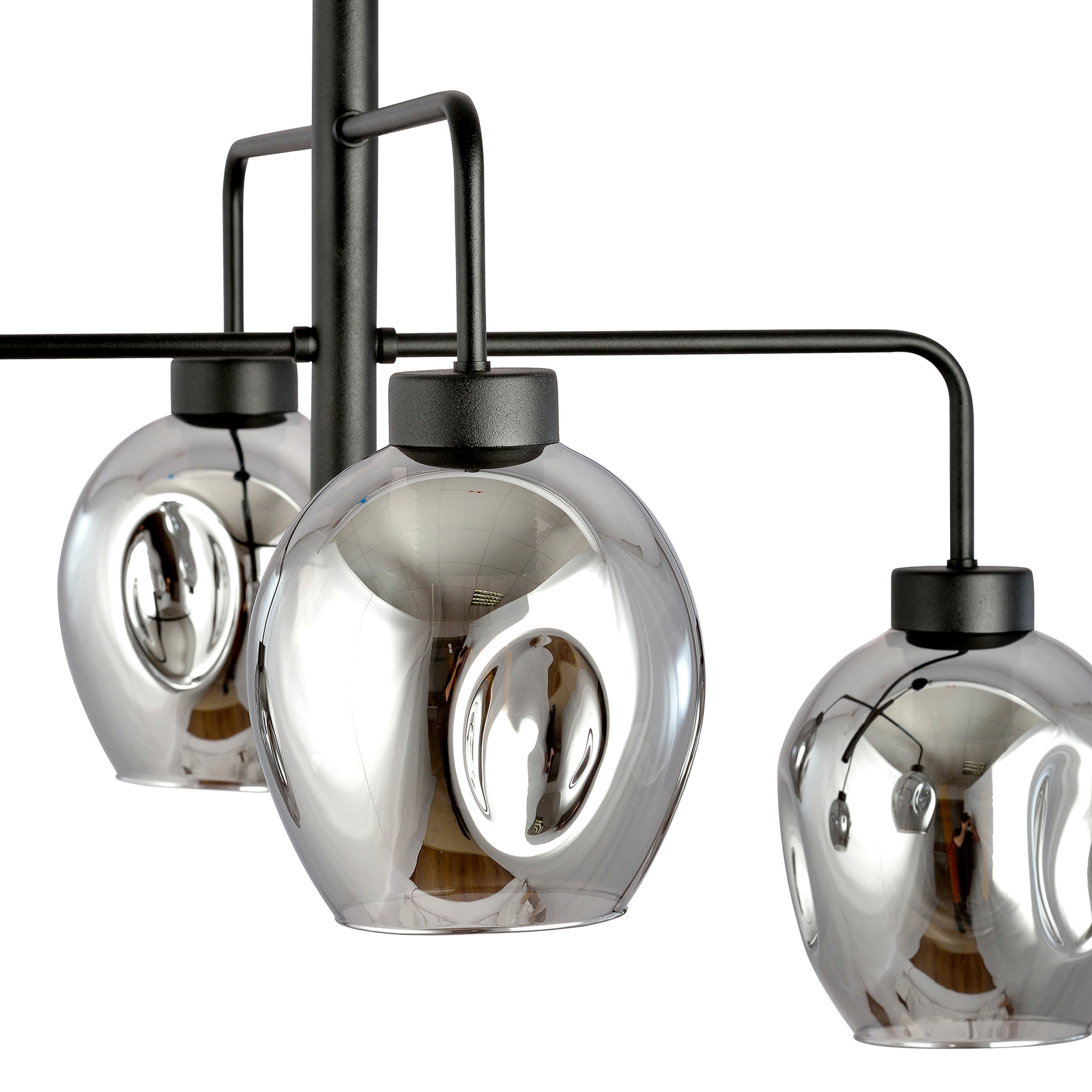 Hanglamp Lukka, 4-lamps, zwart/grafiet