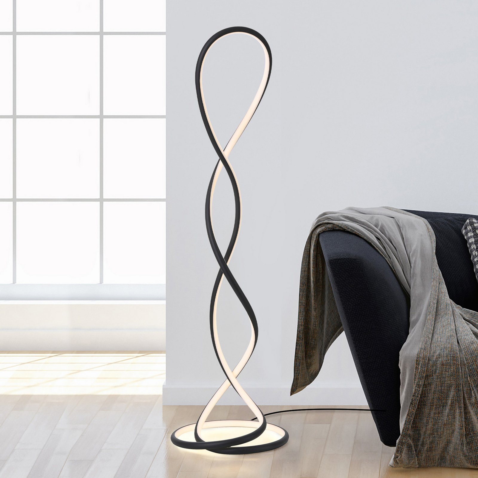 Paul Neuhaus lampada LED da pavimento Twist, nera, altezza 143 cm