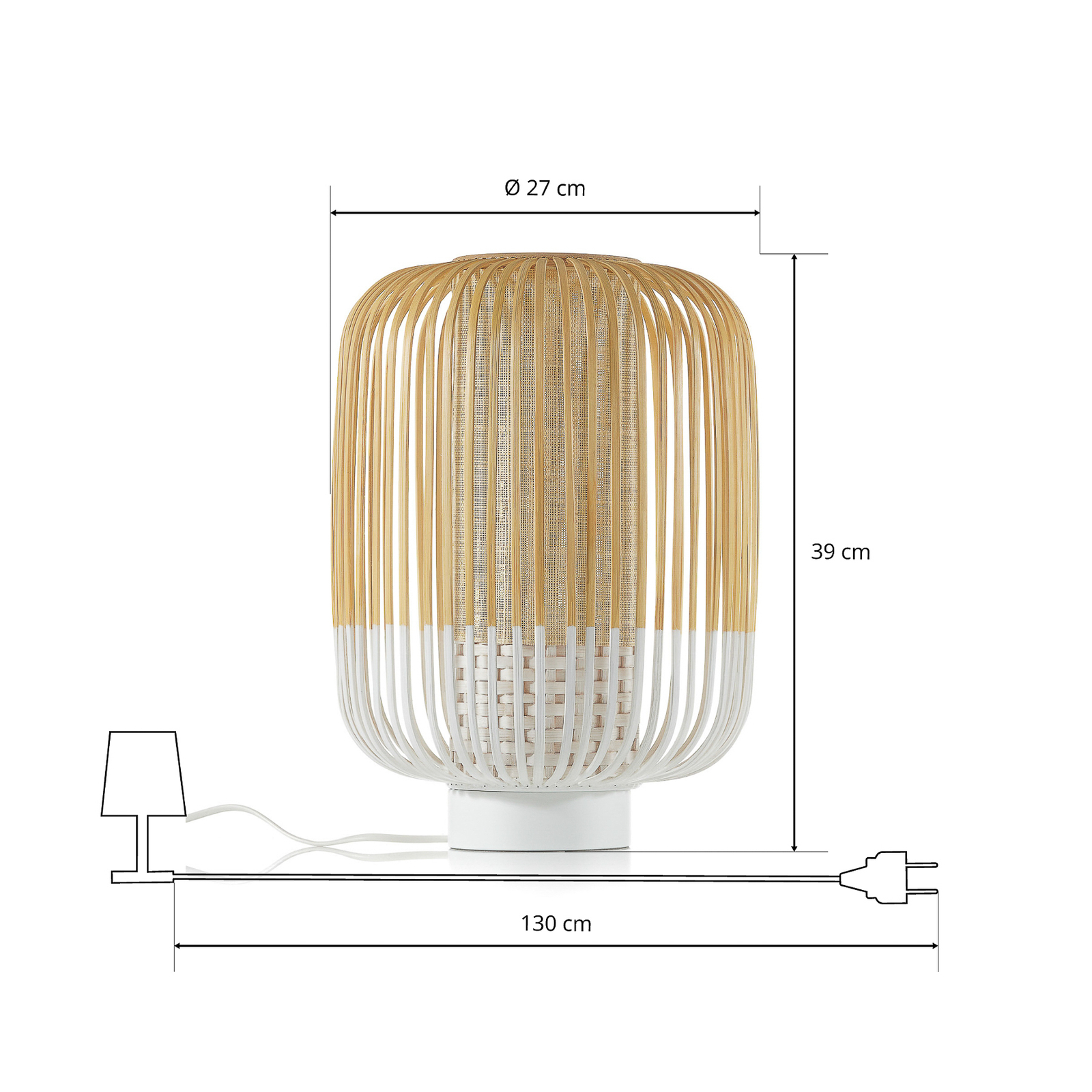 Forestier Bamboo Light M galda lampa 39 cm balta