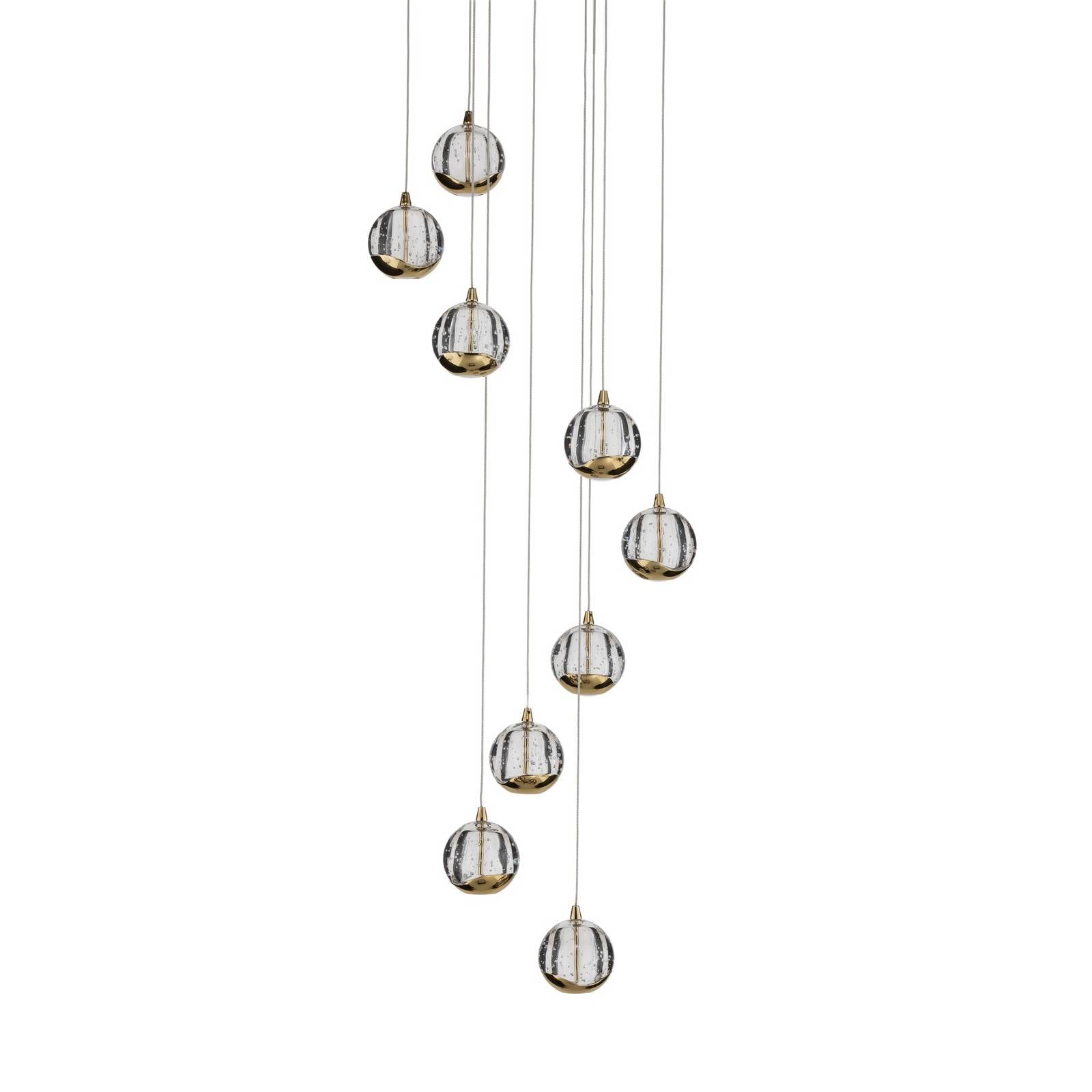 Lampa wisząca LED Lucande Hayley, Ø 40 cm, 9-punktowa, złota, szkło