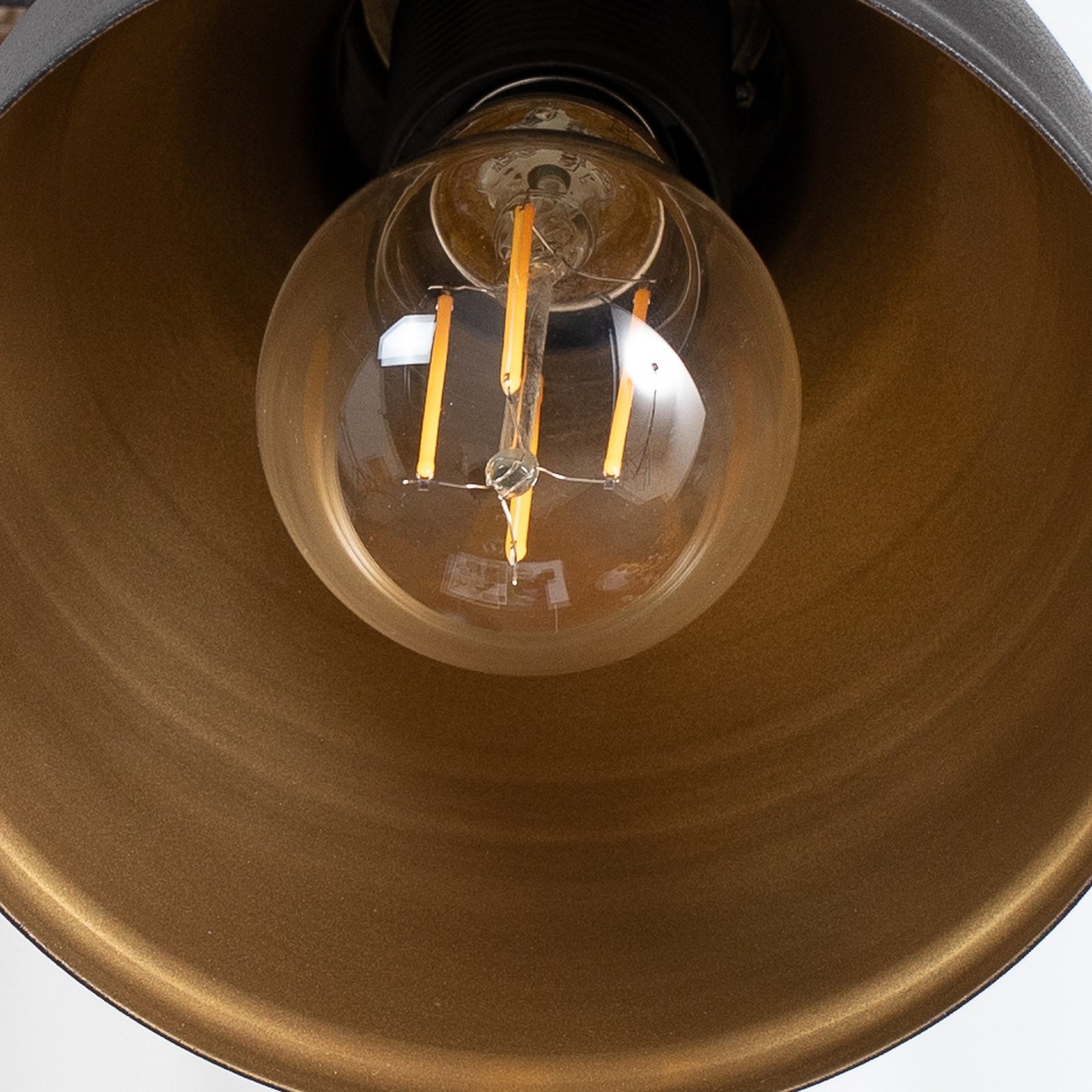 Lámpara colgante Trial, 3 luces, rotunda, negro/dorado