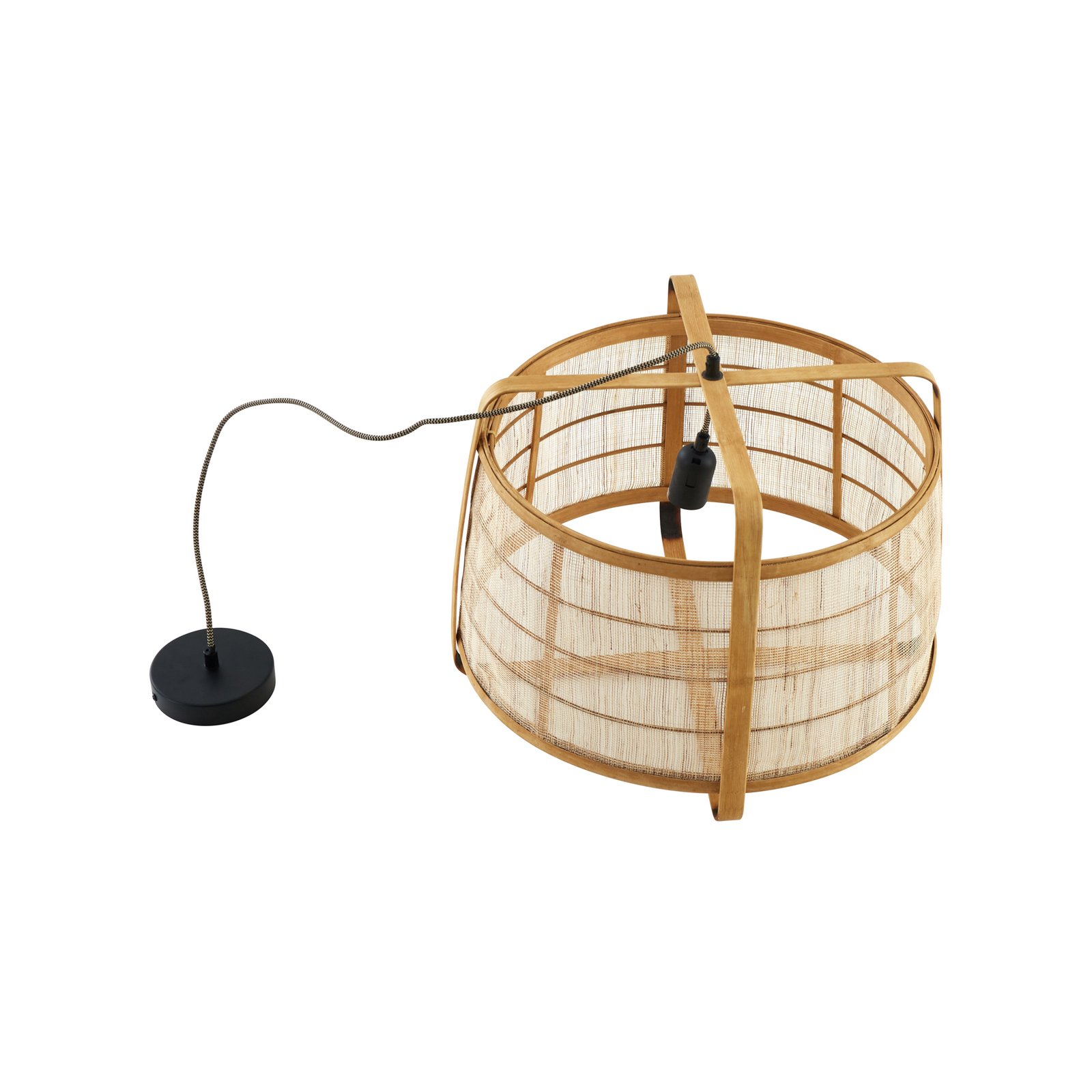 Lindby pendant light Liriana, bamboo, iron, Ø 45 cm, E27