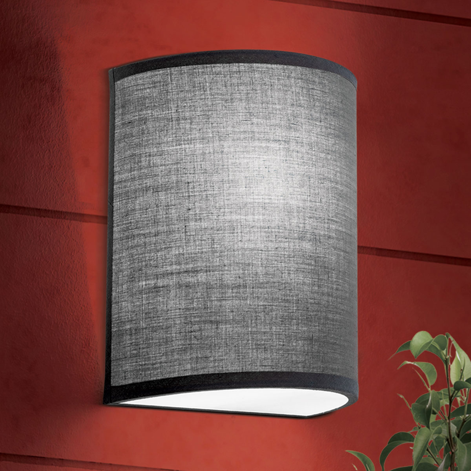 Ufo wall light with a grey linen lampshade
