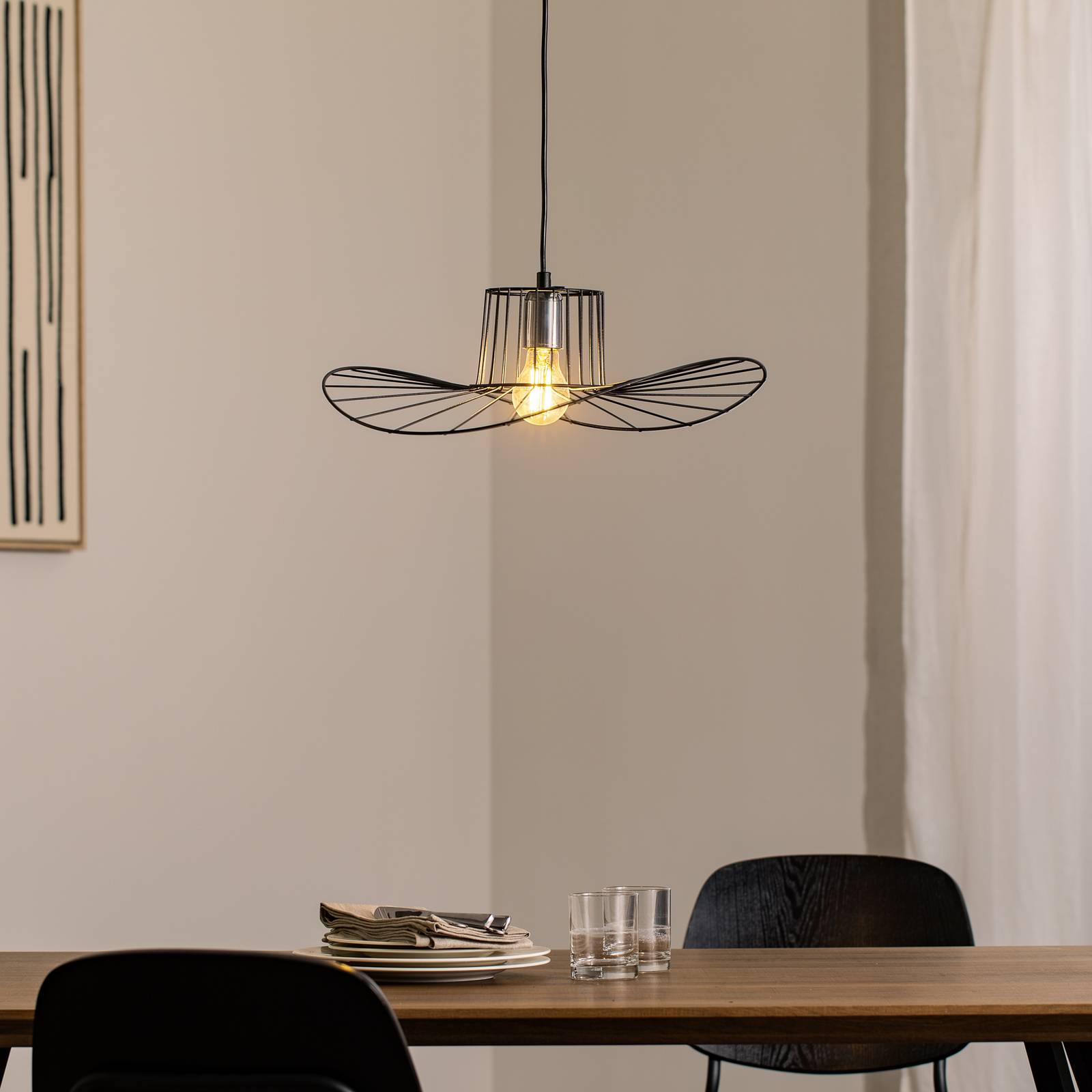 Hängeleuchte Tel, schwarz, Ø 50 cm, Metall günstig online kaufen