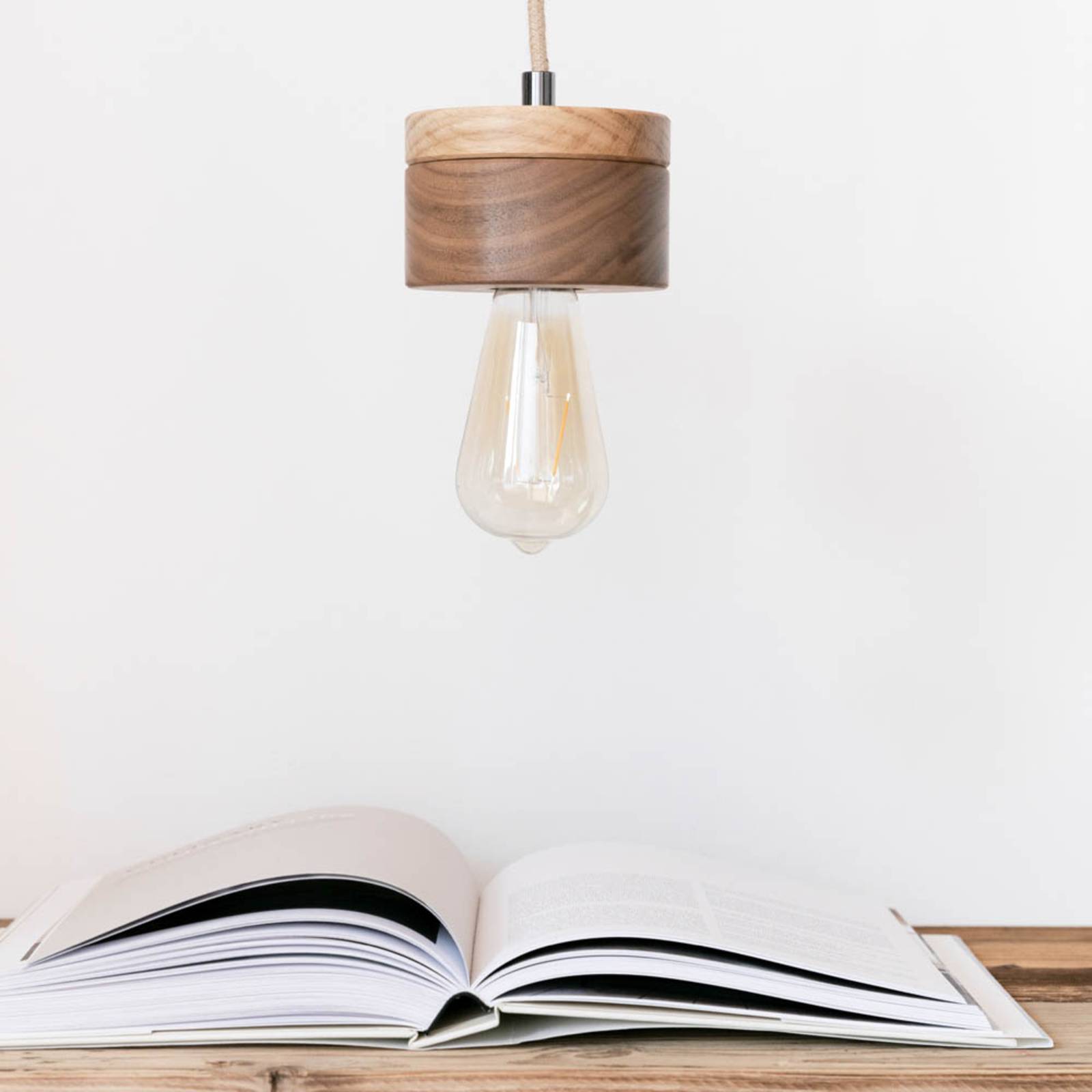 Almut von Wildheim almut 0239 hanglamp, vegan, walnoot/eiken, voor woon-/ eetkamer, walnotenhout, E27, 52 W, H: 7 cm