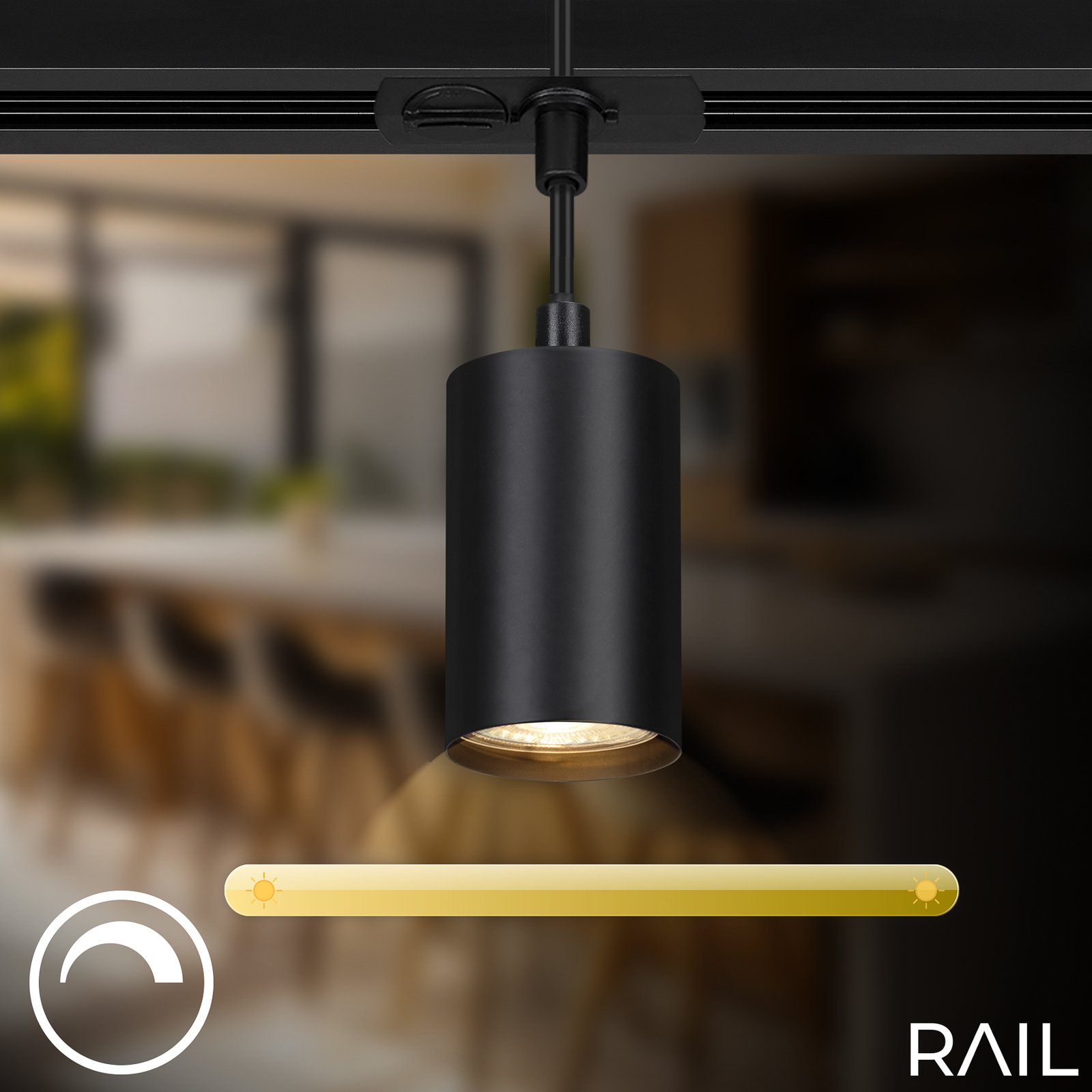 Système de lampes sur rail HT, suspension, noir, à 4 lampes, longueur 1,5 m