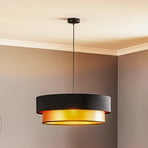 Dorina hanging light with double shade, black/gold