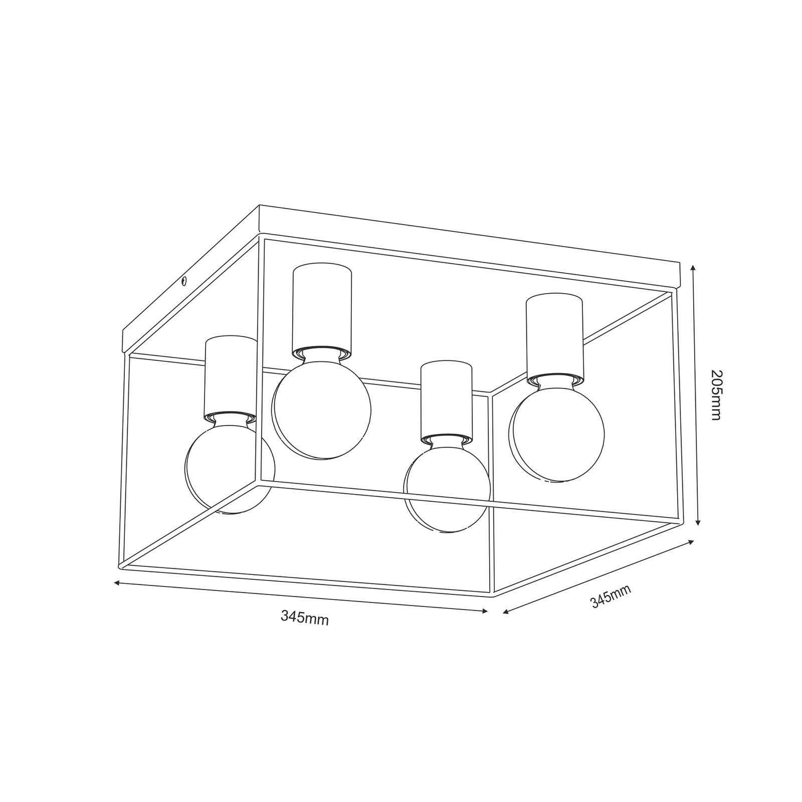 Lampa sufitowa Anna metalowa rama 4-pkt. kwadrat