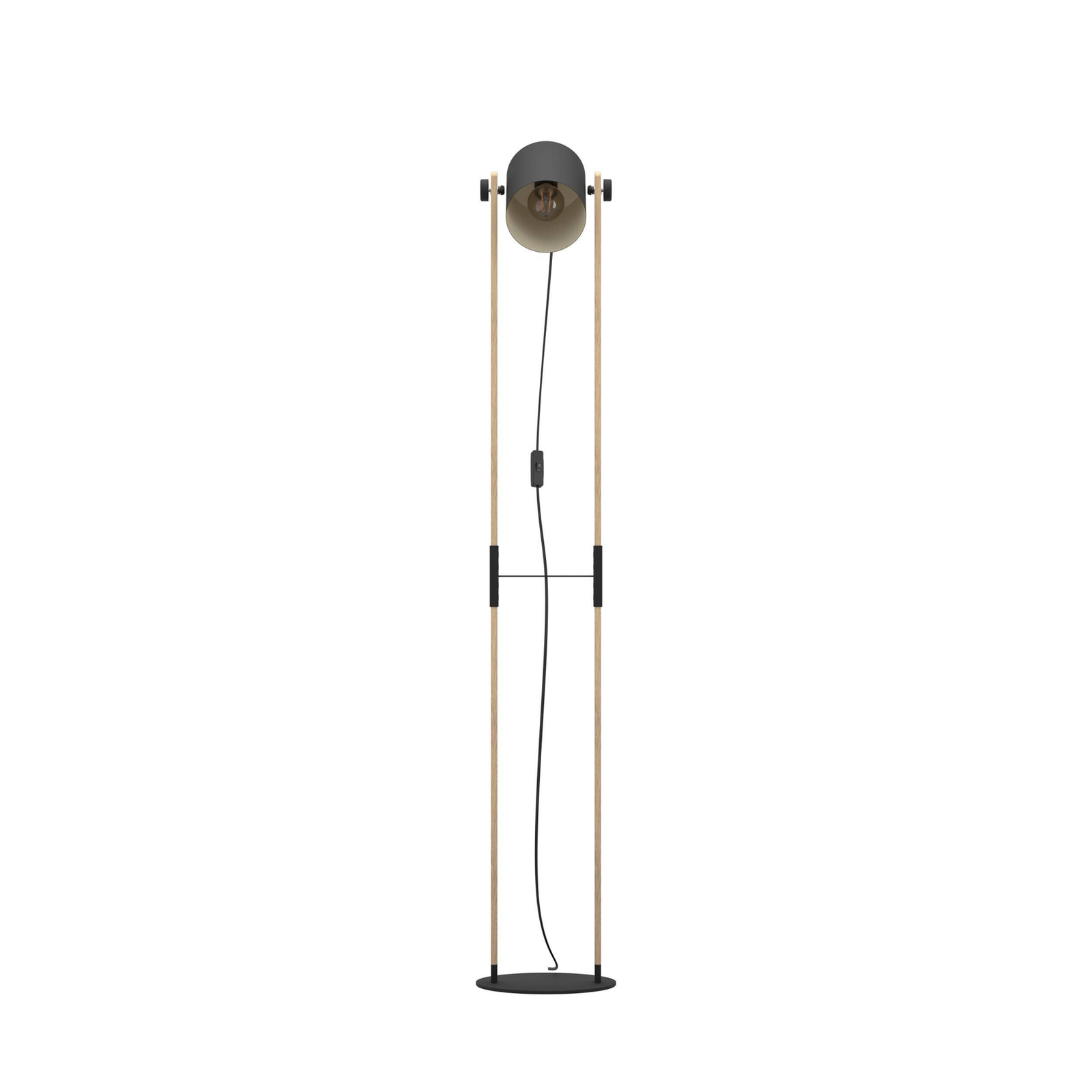 Stojací lampa Hornwood, výška 140 cm, černá/hnědá, ocel