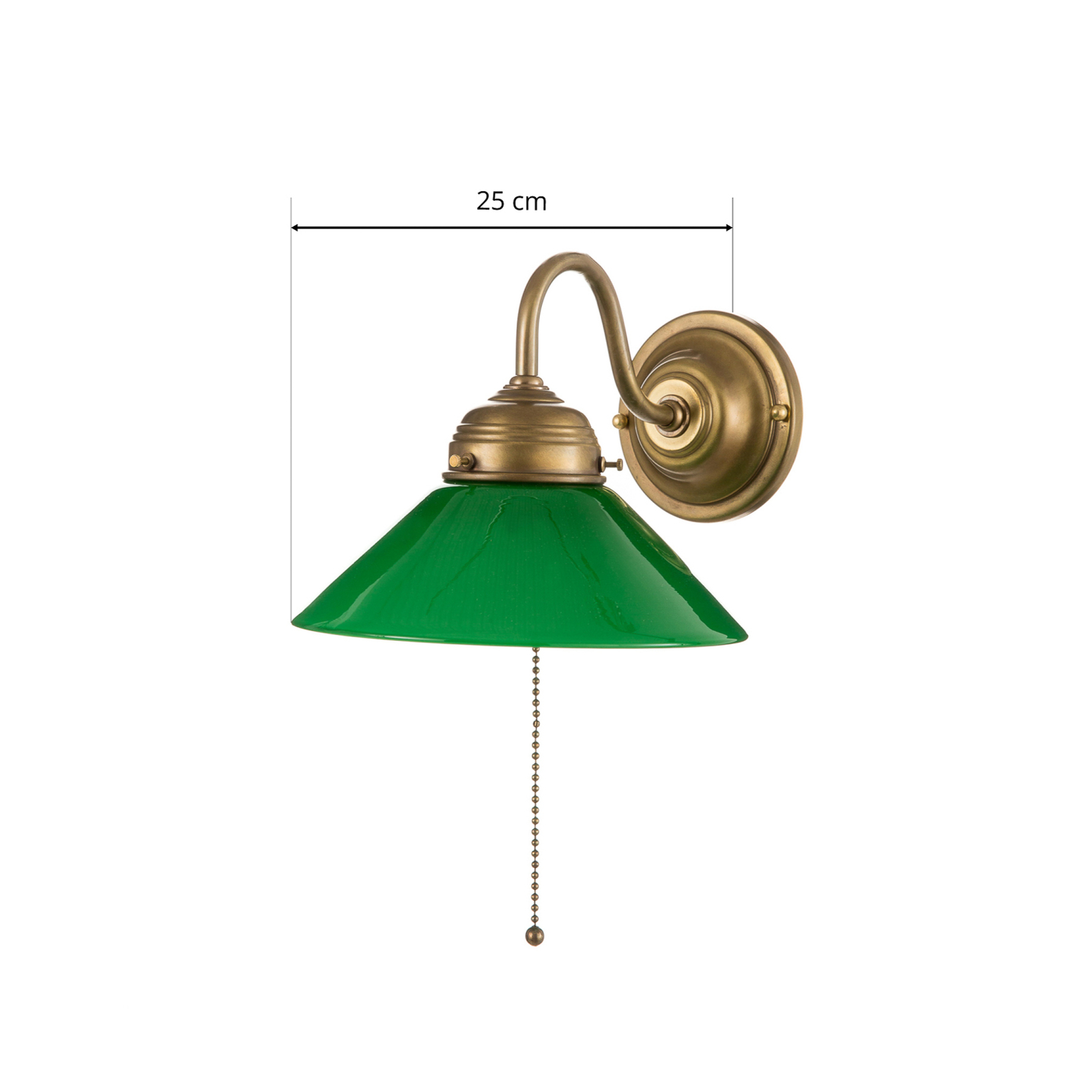 KONRAD wall light with green glass shade