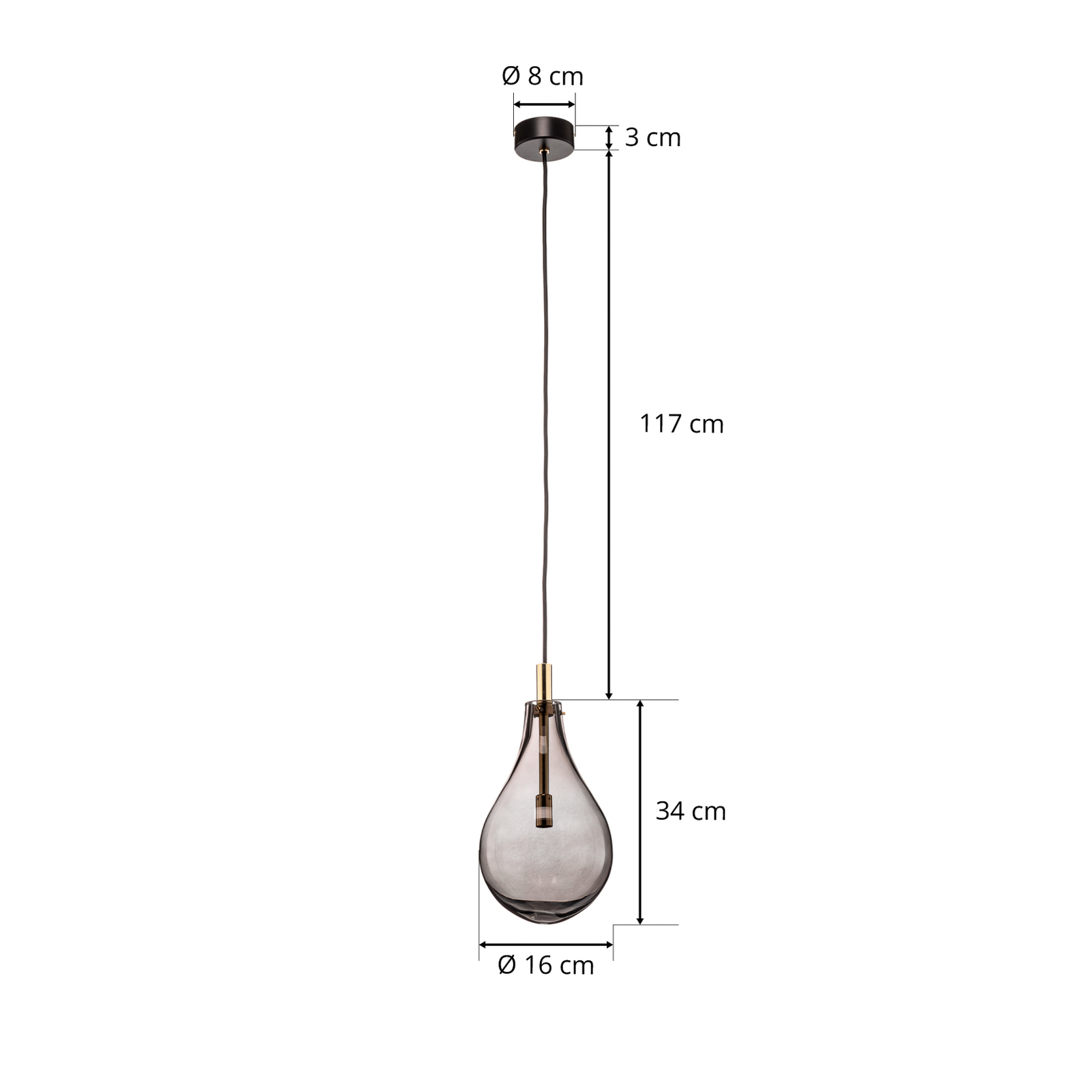 Lampa wisząca Oaza, 1-pkt., szary dym/czarna