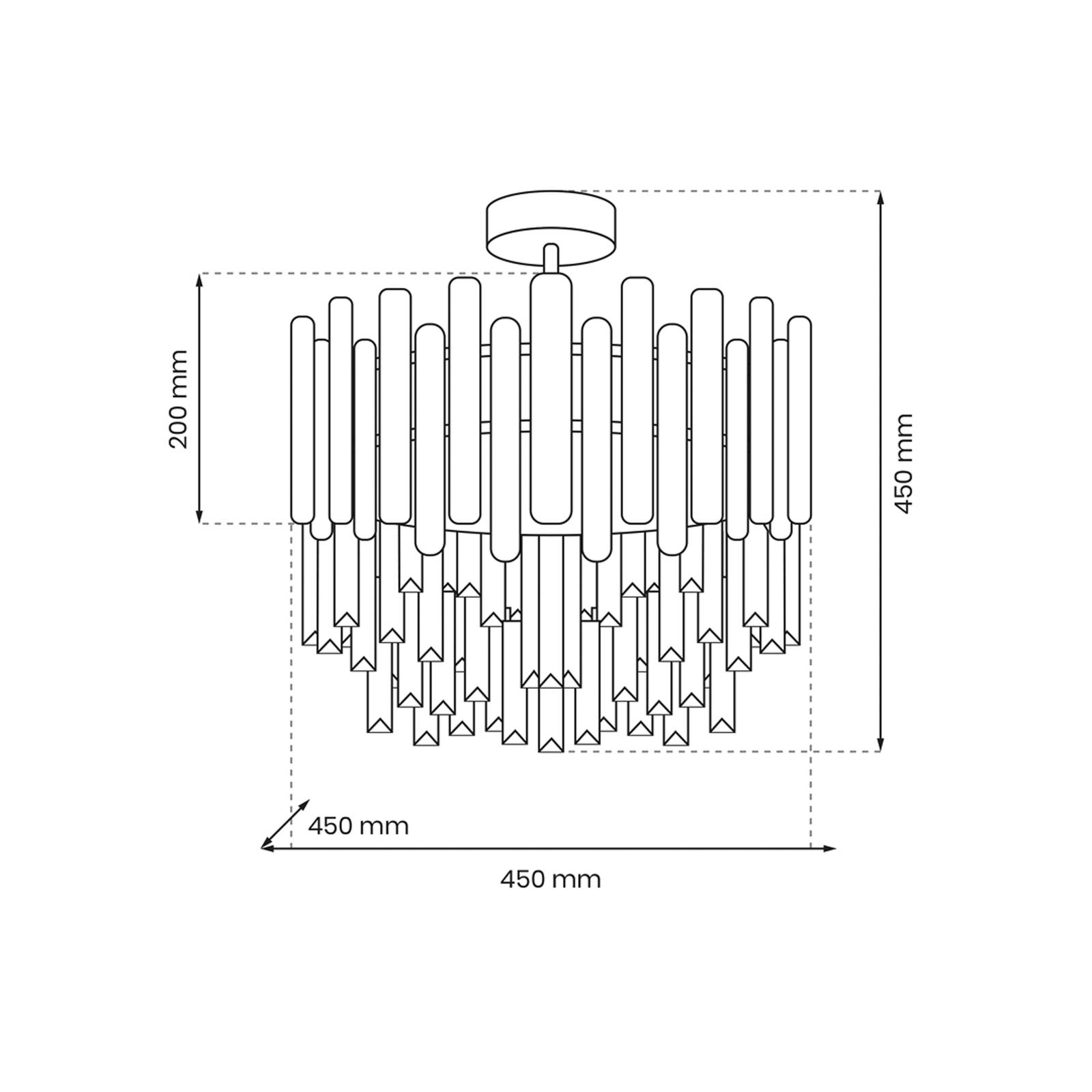 Lampa sufitowa Aspen, metal w kolorze złotym, szklane kryształy, Ø 45 cm